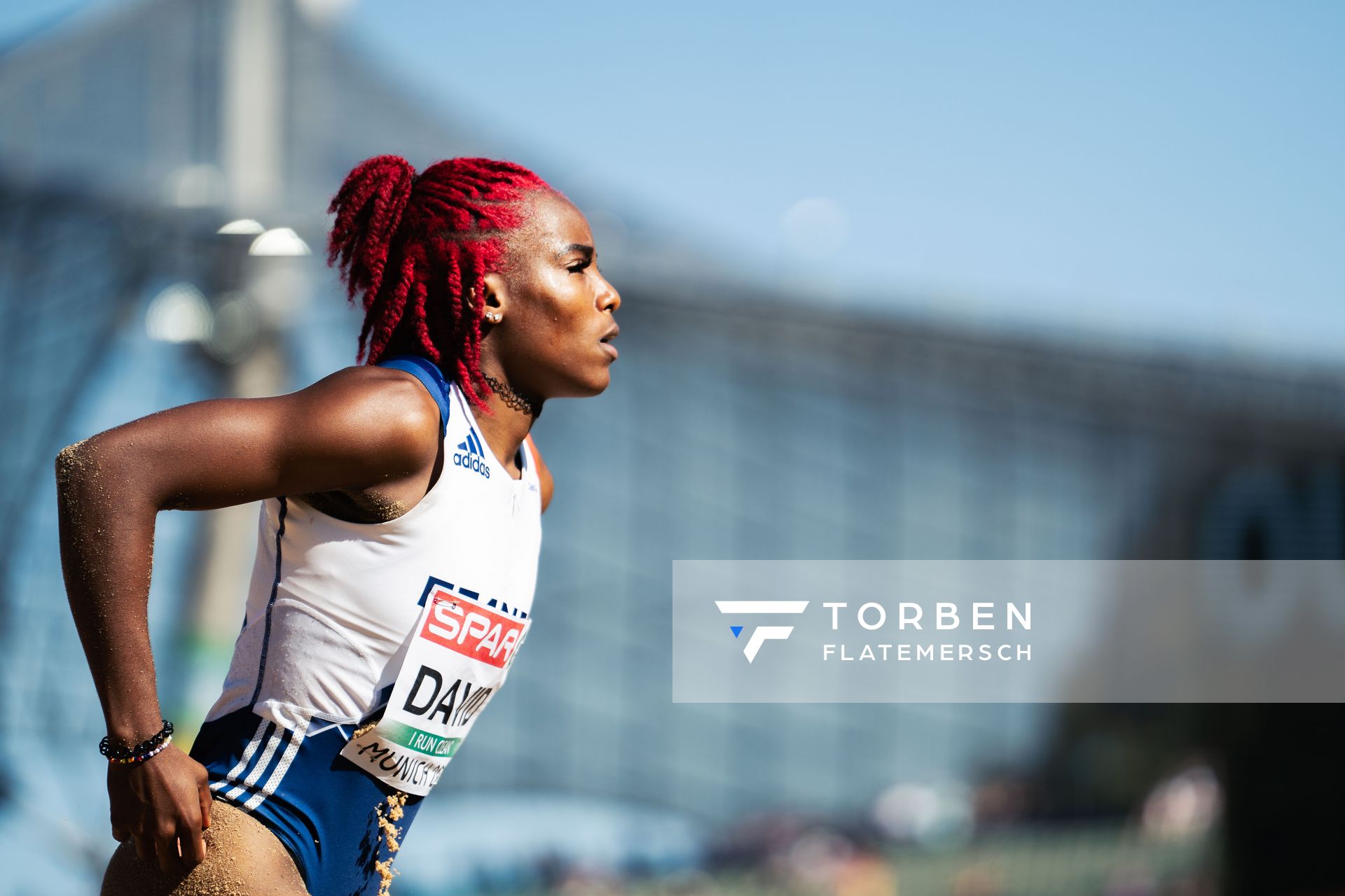 Yanis David (FRA) im Weitsprung am 16.08.2022 bei den Leichtathletik-Europameisterschaften in Muenchen