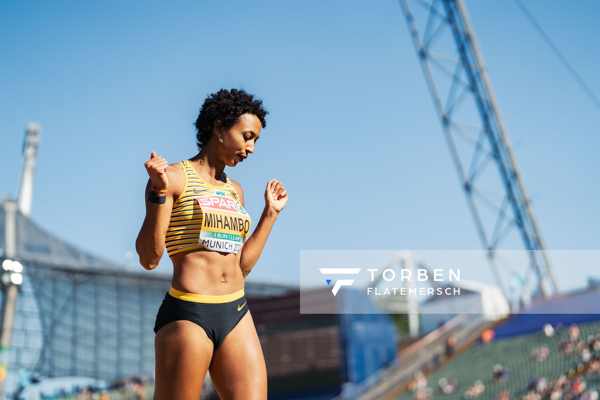 Malaika Mihambo (GER) im Weitsprung am 16.08.2022 bei den Leichtathletik-Europameisterschaften in Muenchen