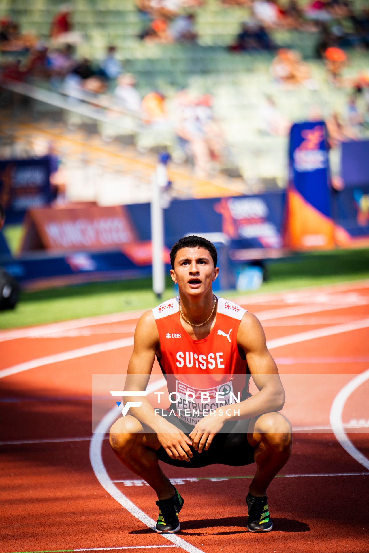 Ricky Petrucciani (SUI) am 16.08.2022 bei den Leichtathletik-Europameisterschaften in Muenchen