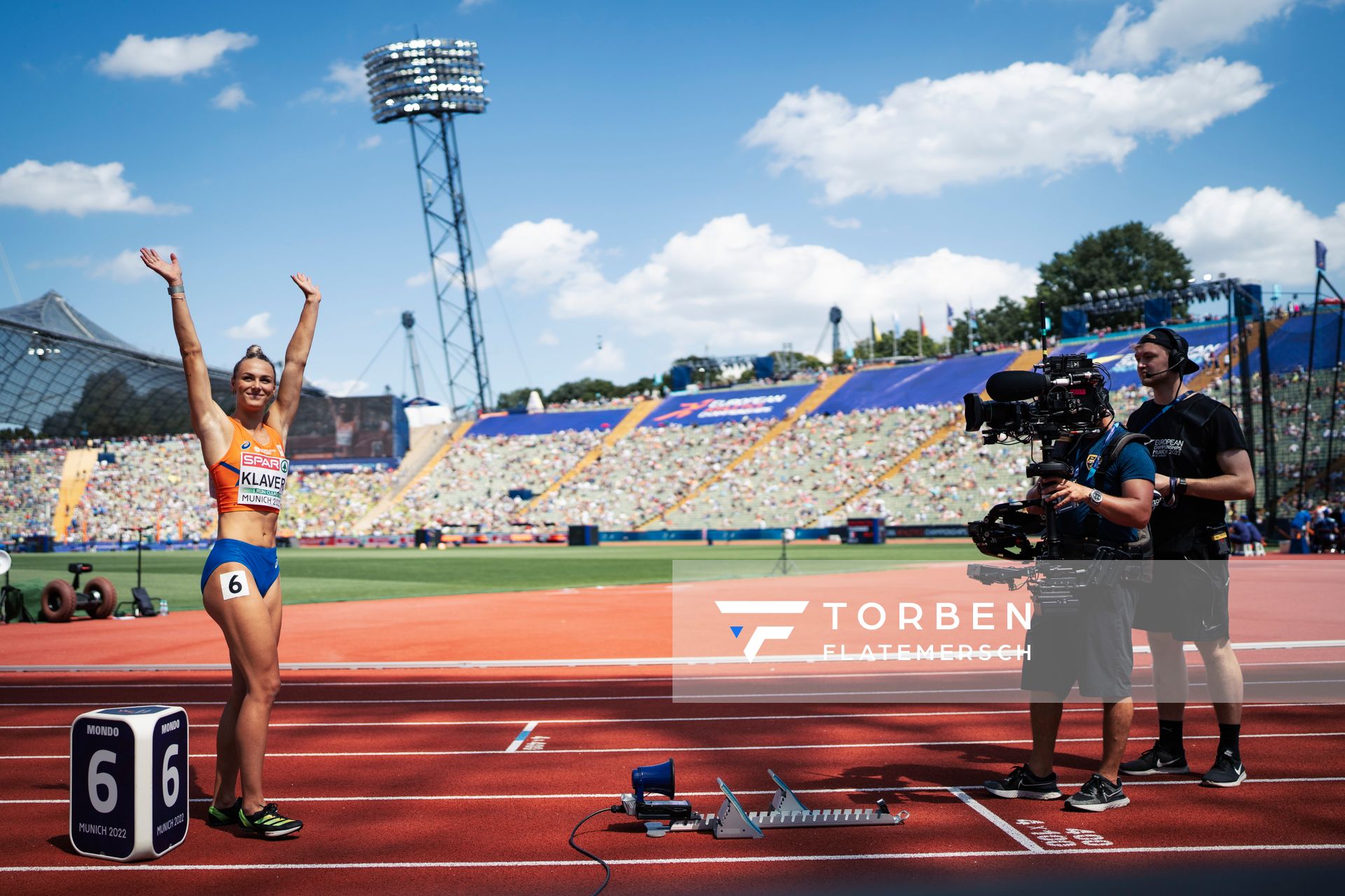 Lieke Klaver (NED) im 400m Halbfinale am 16.08.2022 bei den Leichtathletik-Europameisterschaften in Muenchen