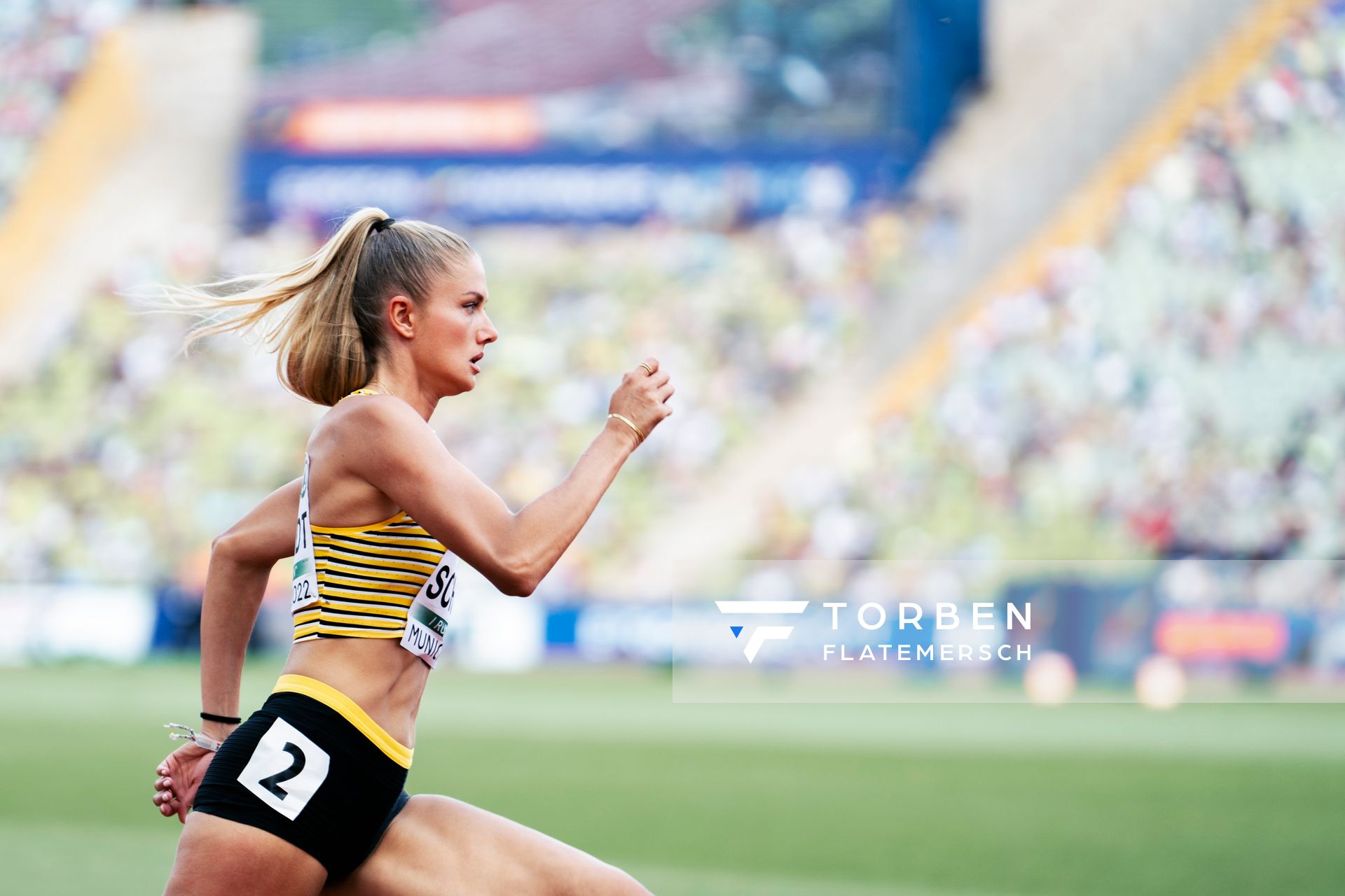 Alica Schmidt (GER) im 400m Halbfinaleam 16.08.2022 bei den Leichtathletik-Europameisterschaften in Muenchen