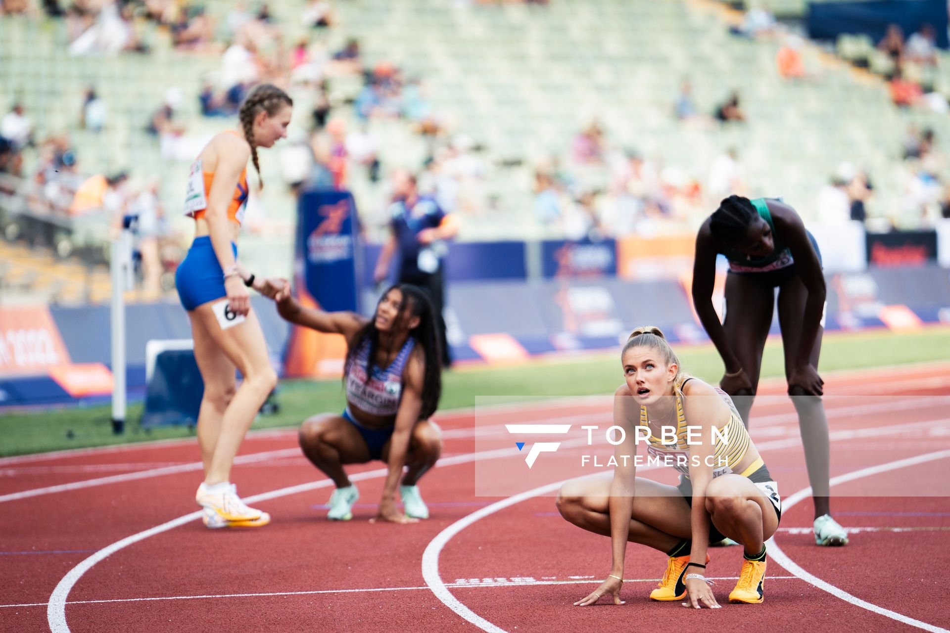 Alica Schmidt (GER) im 400m Halbfinale am 16.08.2022 bei den Leichtathletik-Europameisterschaften in Muenchen