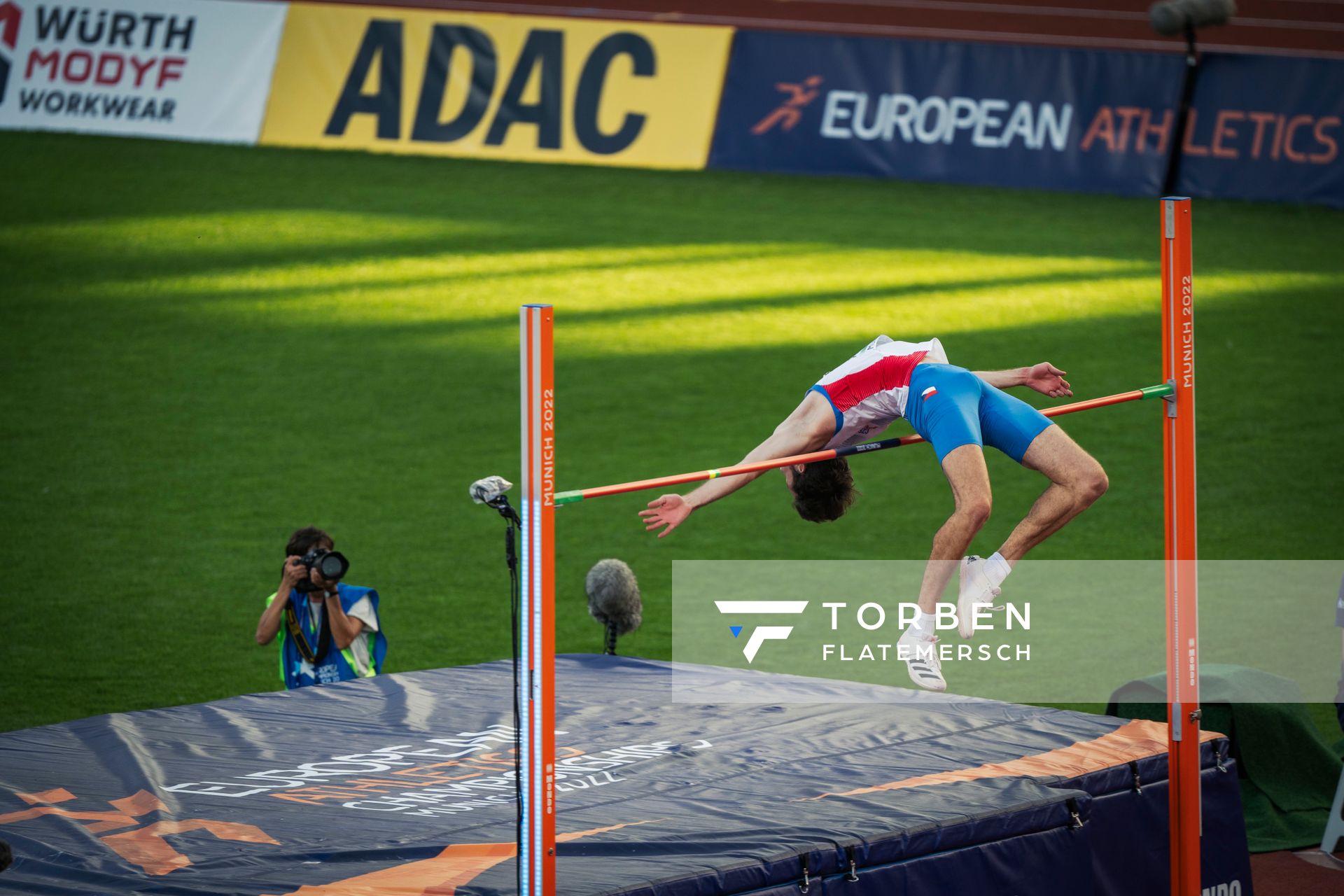 Josef Adamek (CZE) im Hochsprung am 16.08.2022 bei den Leichtathletik-Europameisterschaften in Muenchen