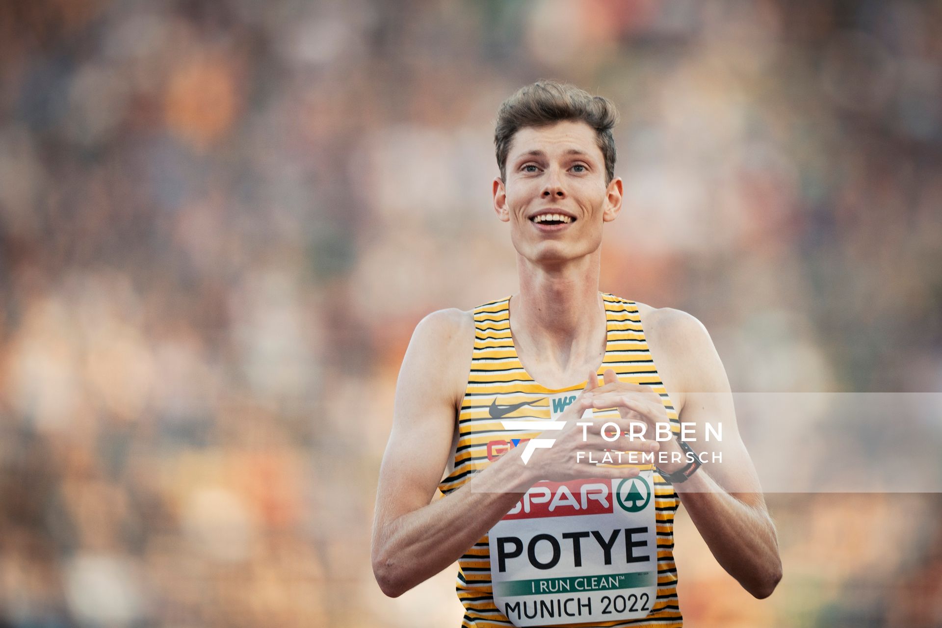 Tobias Potye (GER) im Hochsprung am 16.08.2022 bei den Leichtathletik-Europameisterschaften in Muenchen