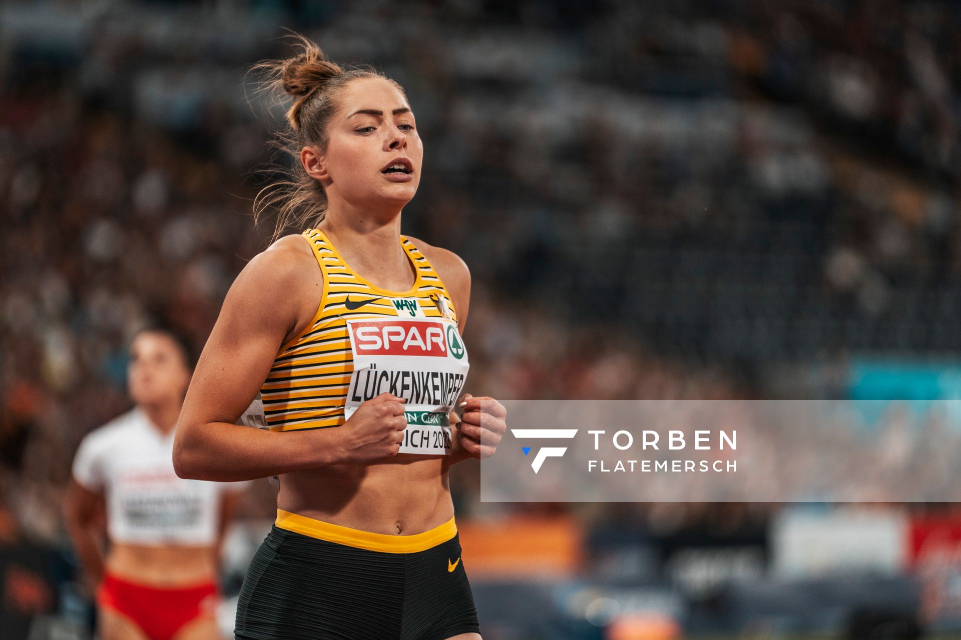 Gina Lueckenkemper (GER) am 16.08.2022 bei den Leichtathletik-Europameisterschaften in Muenchen