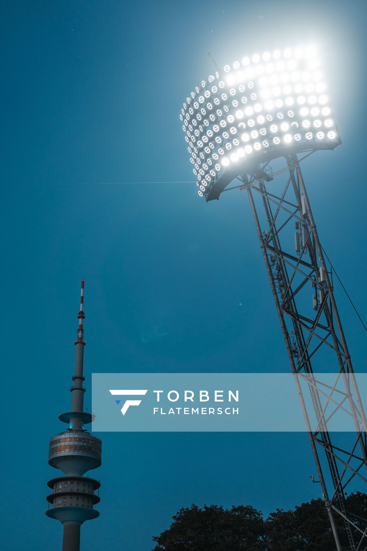 Flutlicht am 16.08.2022 bei den Leichtathletik-Europameisterschaften in Muenchen