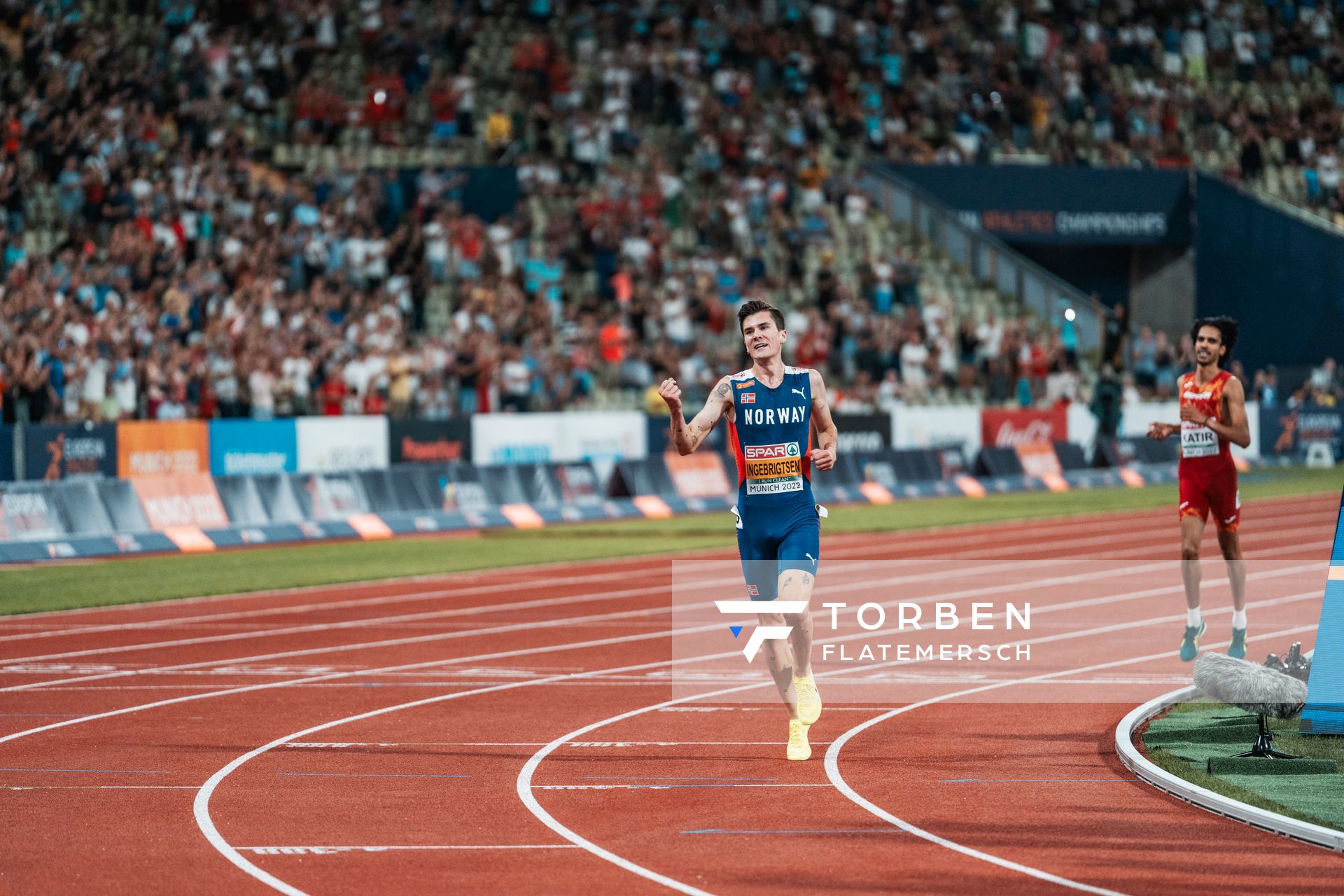 Jakob Ingebrigtsen (NOR) am 16.08.2022 bei den Leichtathletik-Europameisterschaften in Muenchen