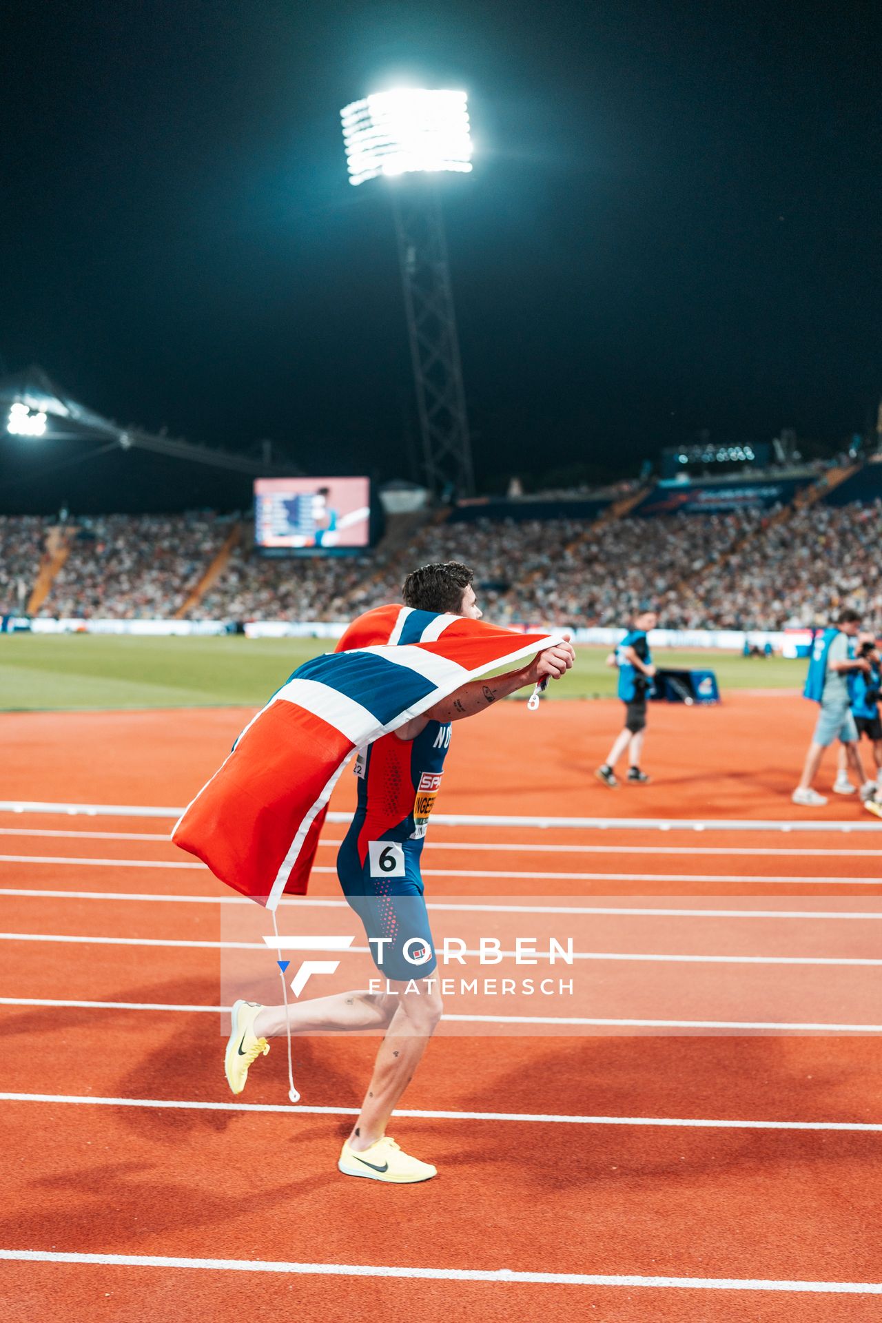 Jakob Ingebrigtsen (NOR) gewinnt die 5000m am 16.08.2022 bei den Leichtathletik-Europameisterschaften in Muenchen