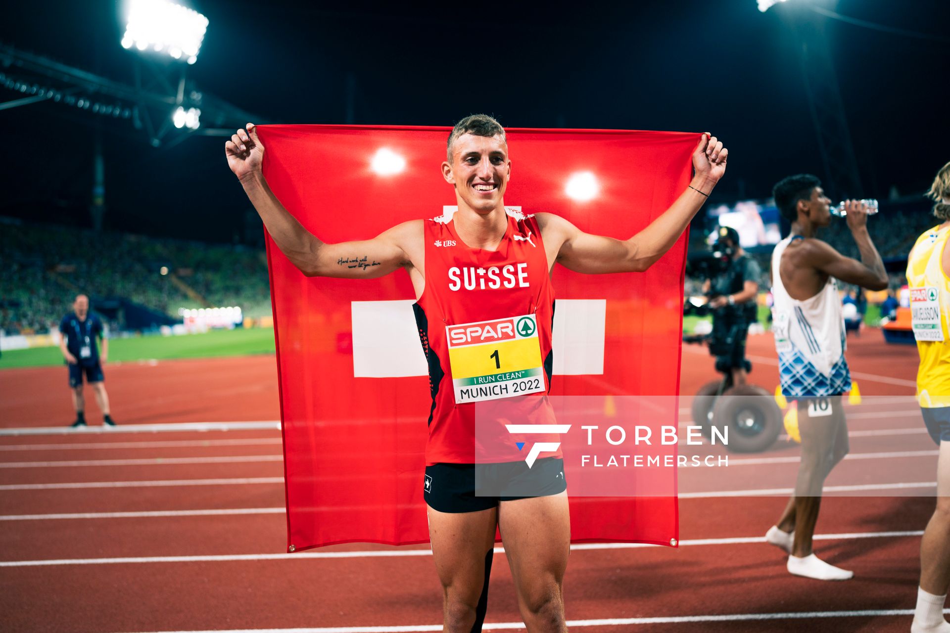 Simon Ehammer (SUI) am 16.08.2022 bei den Leichtathletik-Europameisterschaften in Muenchen