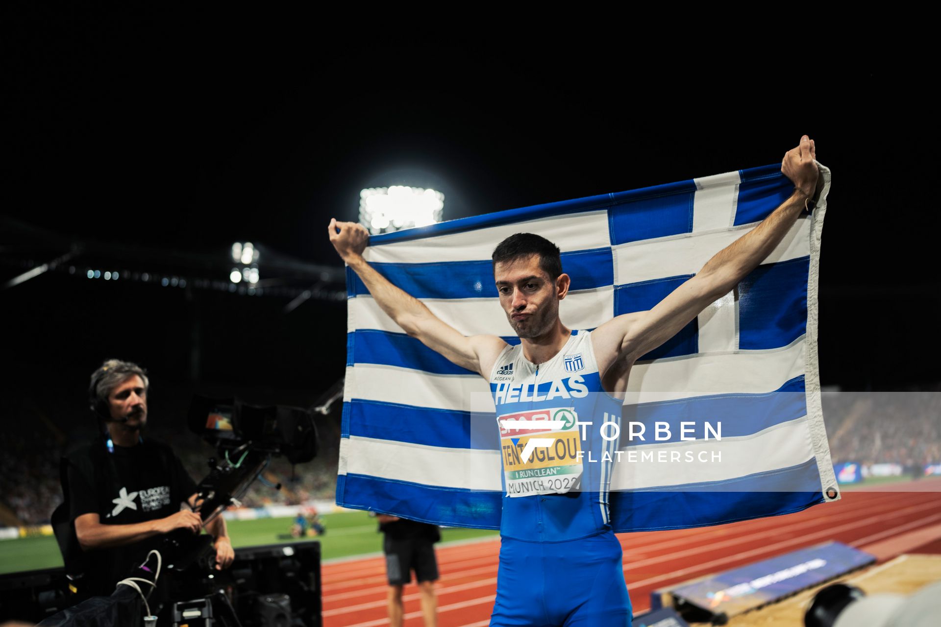 Miltiadis Tentoglou (GRE) am 16.08.2022 bei den Leichtathletik-Europameisterschaften in Muenchen