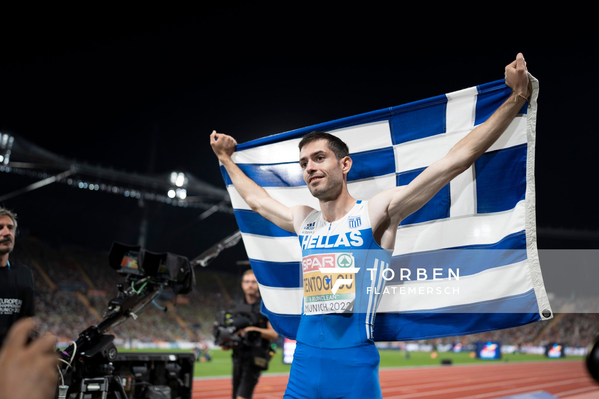 Miltiadis Tentoglou (GRE) am 16.08.2022 bei den Leichtathletik-Europameisterschaften in Muenchen