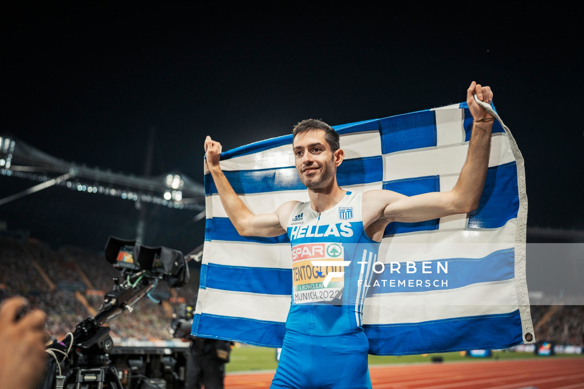 Miltiadis Tentoglou (GRE) am 16.08.2022 bei den Leichtathletik-Europameisterschaften in Muenchen