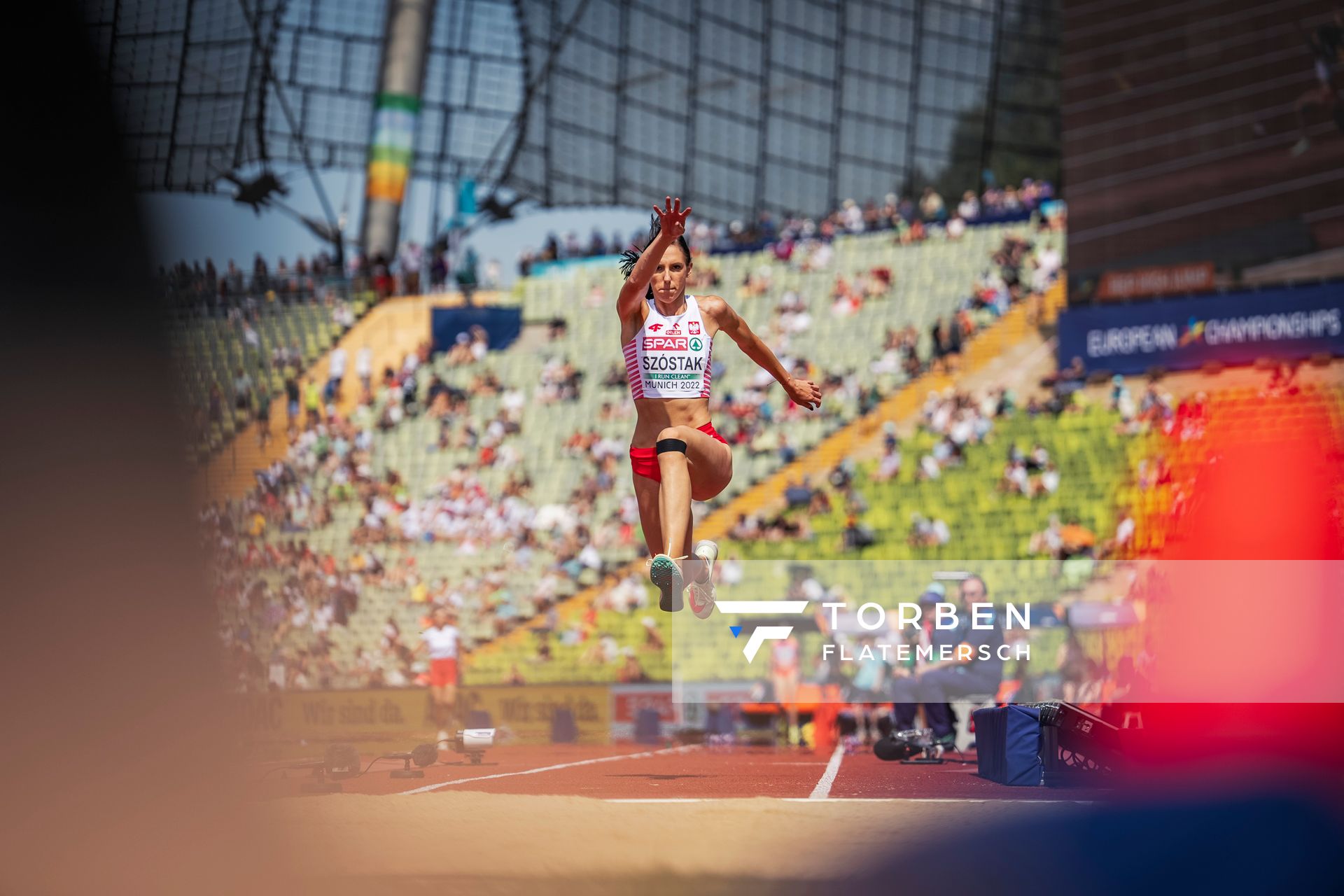 Adrianna Szostak (POL) im Dreisprung am 17.08.2022 bei den Leichtathletik-Europameisterschaften in Muenchen