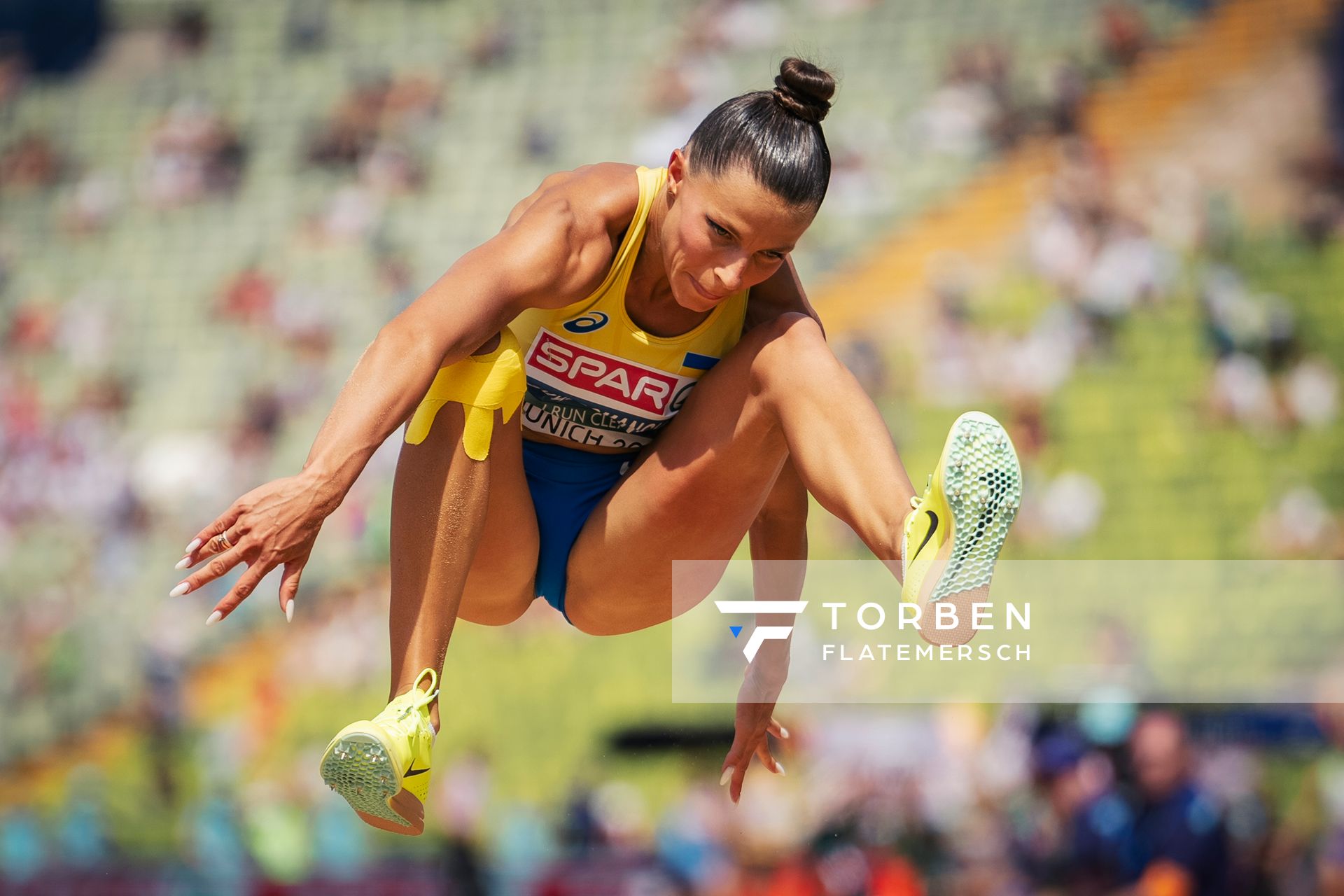 Maryna Bekh-Romanchuk (UKR) im Dreisprung am 17.08.2022 bei den Leichtathletik-Europameisterschaften in Muenchen