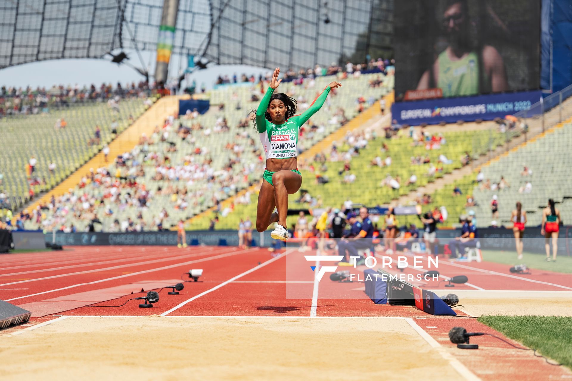 Patricia Mamona (POR) im Dreisprung am 17.08.2022 bei den Leichtathletik-Europameisterschaften in Muenchen