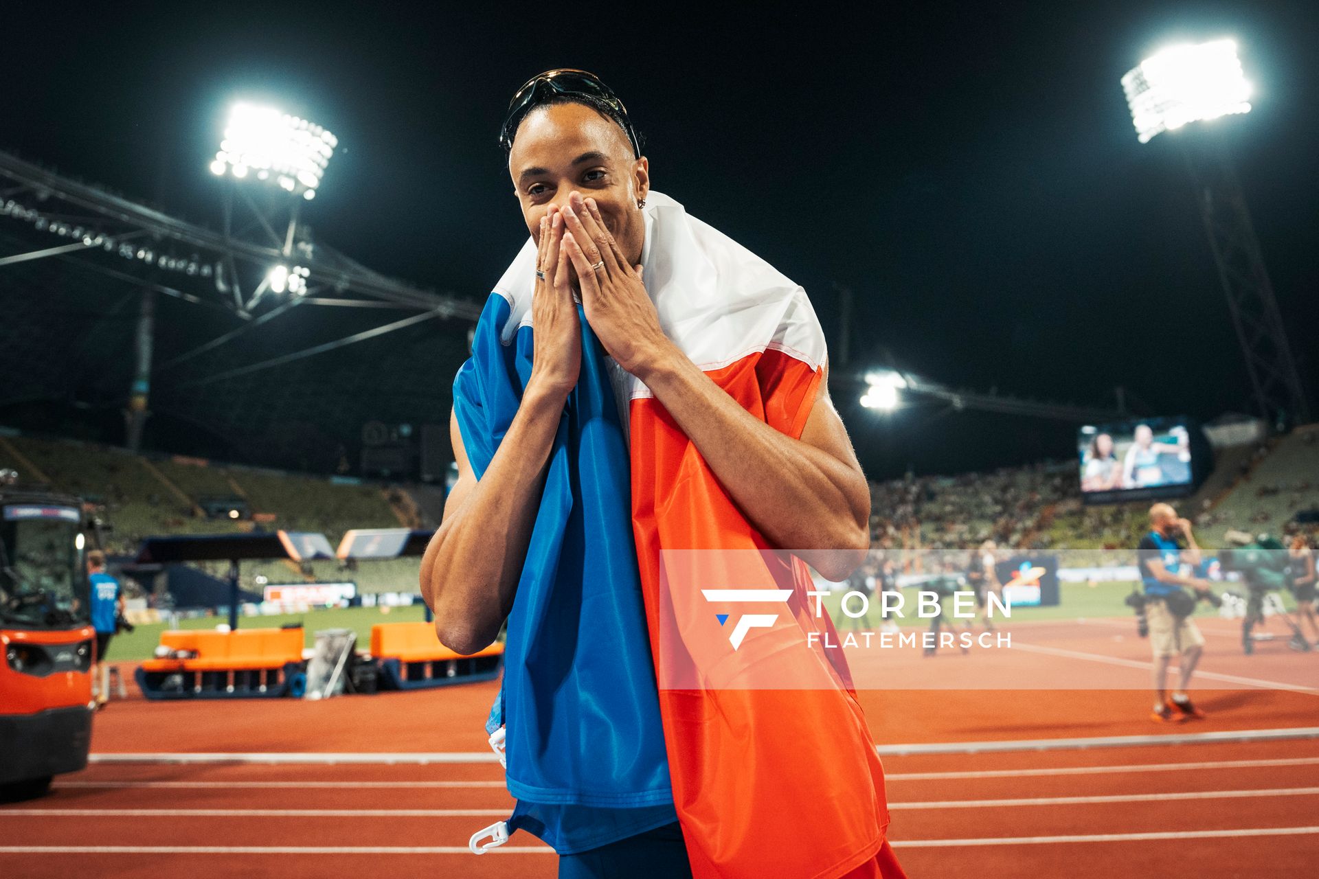 Pascal Martinot-Lagarde (FRA) gewinnt Silber ueber 110m Huerden am 17.08.2022 bei den Leichtathletik-Europameisterschaften in Muenchen