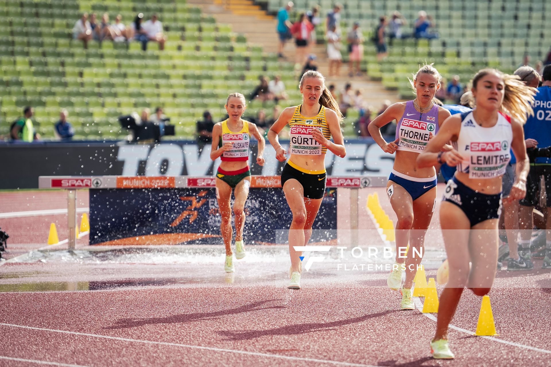 Olivia Guerth (GER) im 3000m Hindernis Vorlauf am 18.08.2022 bei den Leichtathletik-Europameisterschaften in Muenchen