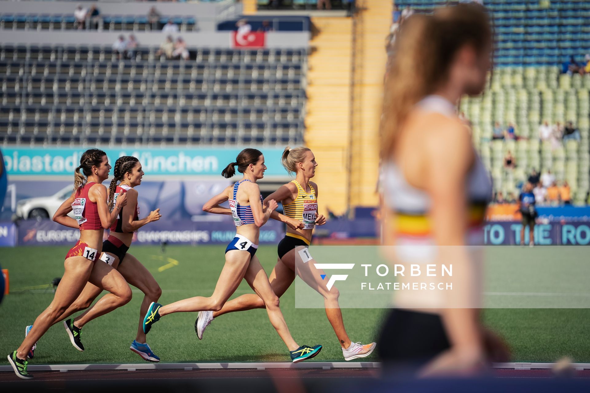 Lea Meyer (GER) im 3000m Hindernis Vorlauf am 18.08.2022 bei den Leichtathletik-Europameisterschaften in Muenchen