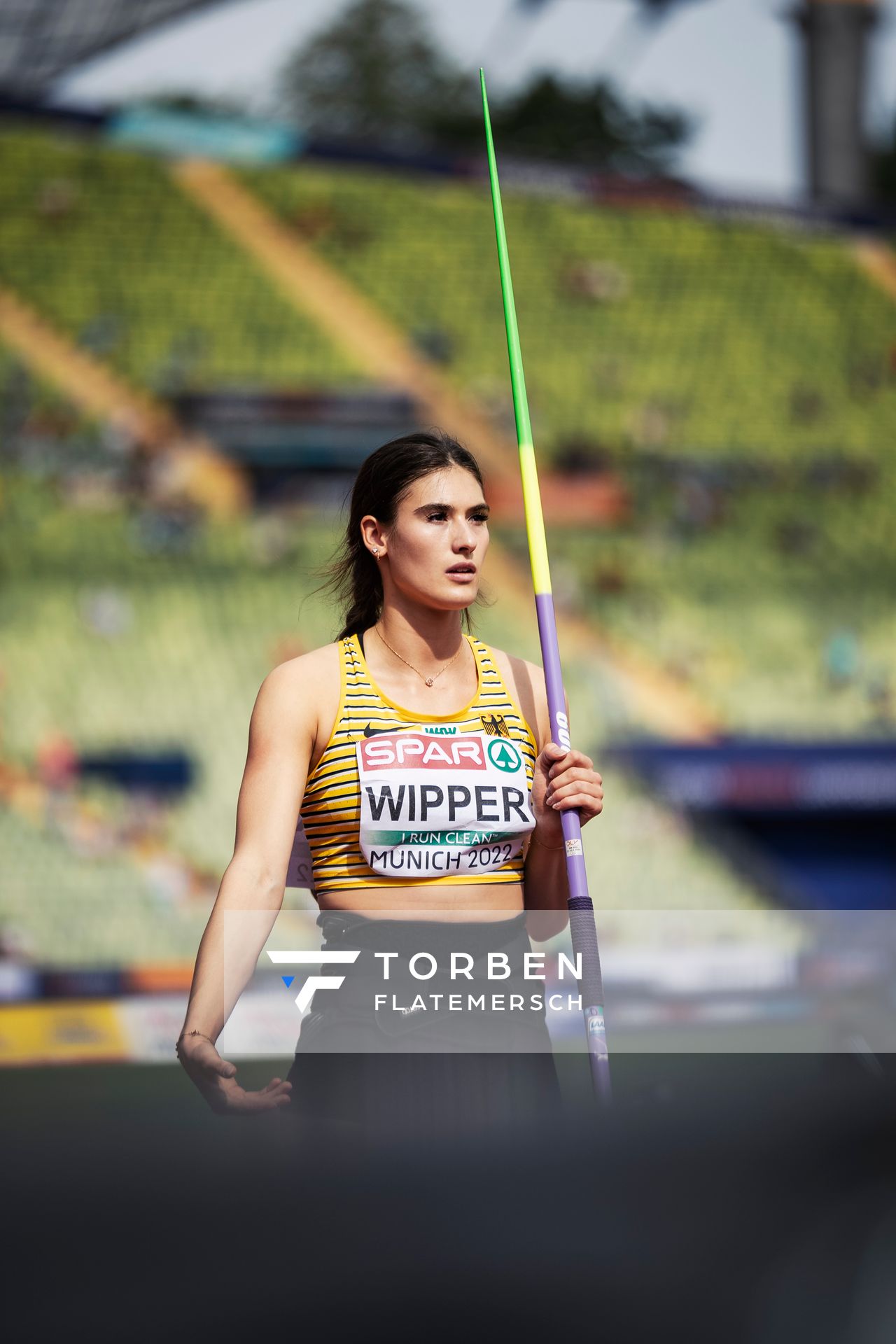 Lea Wipper (GER) im Speerwurf am 18.08.2022 bei den Leichtathletik-Europameisterschaften in Muenchen