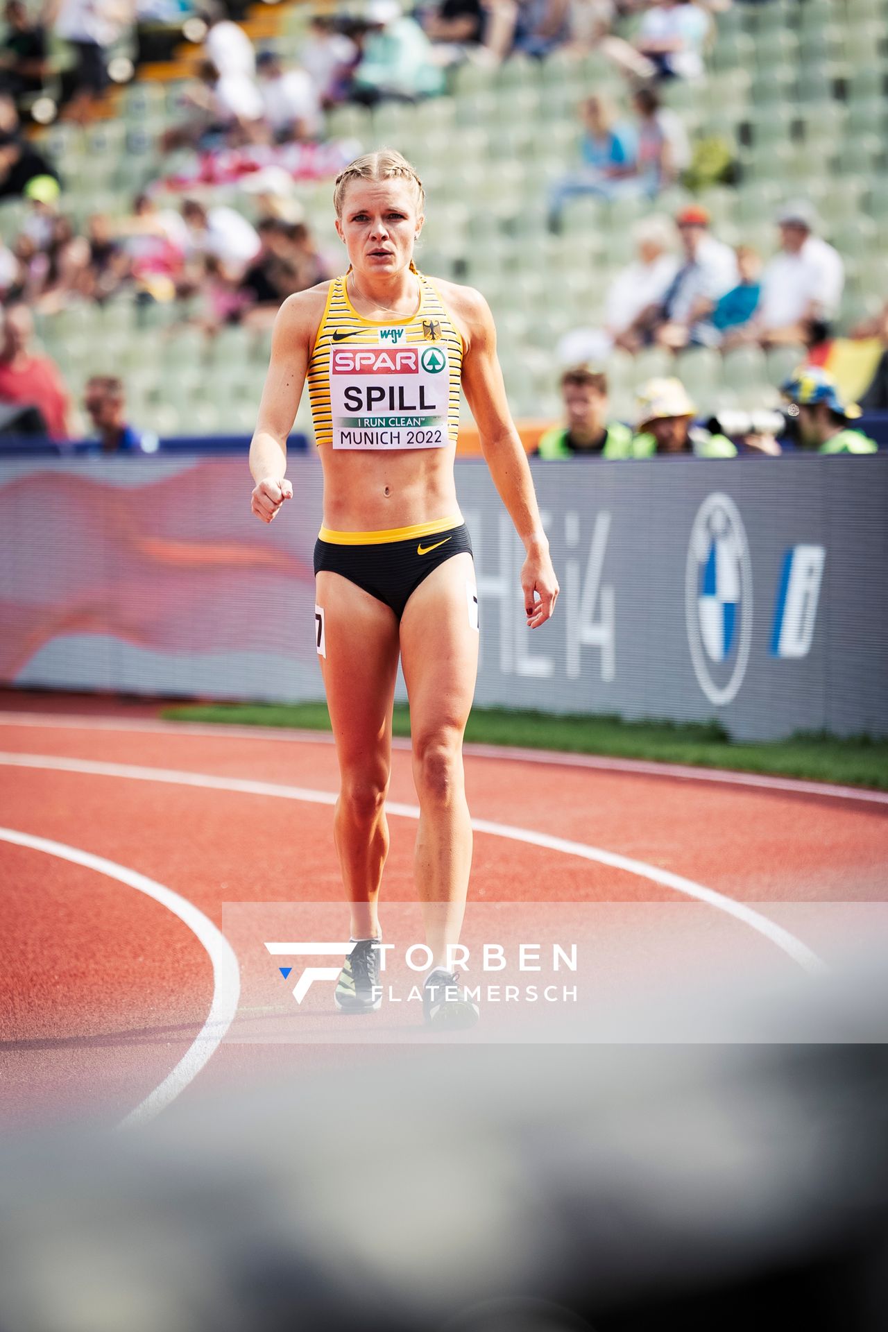 Tanja Spill (GER) im 800m Vorlauf  im Speerwurf am 18.08.2022 bei den Leichtathletik-Europameisterschaften in Muenchen