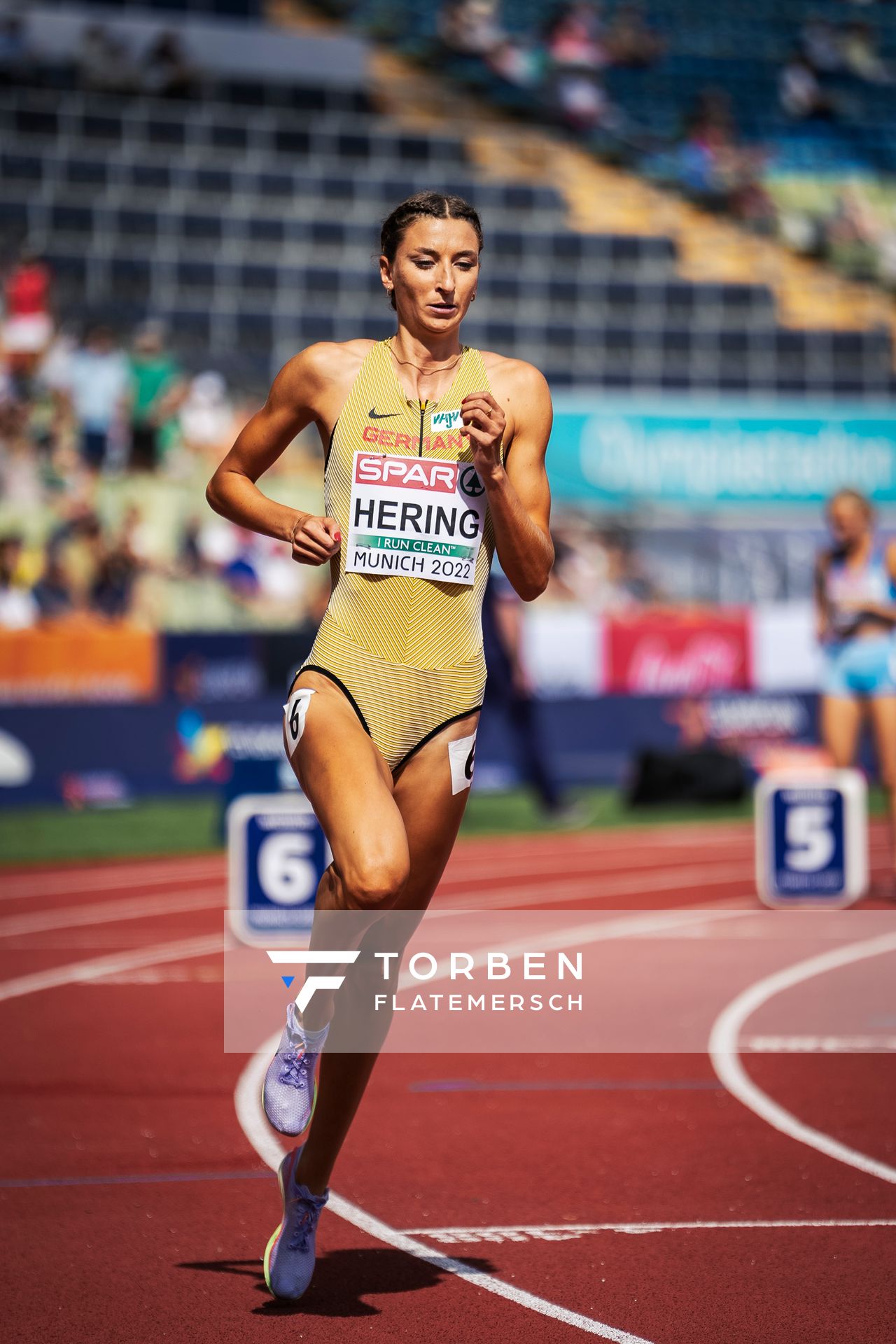 Christina Hering (GER) im 800m Vorlauf am 18.08.2022 bei den Leichtathletik-Europameisterschaften in Muenchen