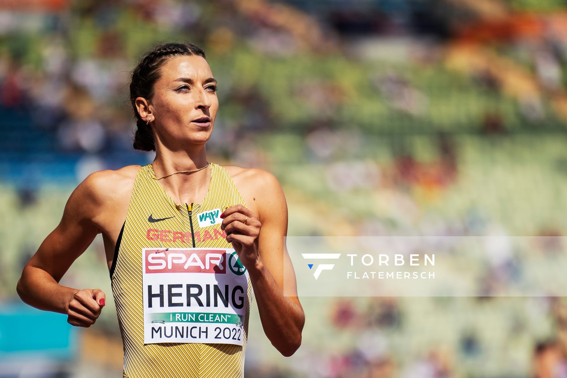 Christina Hering (GER) im 800m Vorlauf am 18.08.2022 bei den Leichtathletik-Europameisterschaften in Muenchen