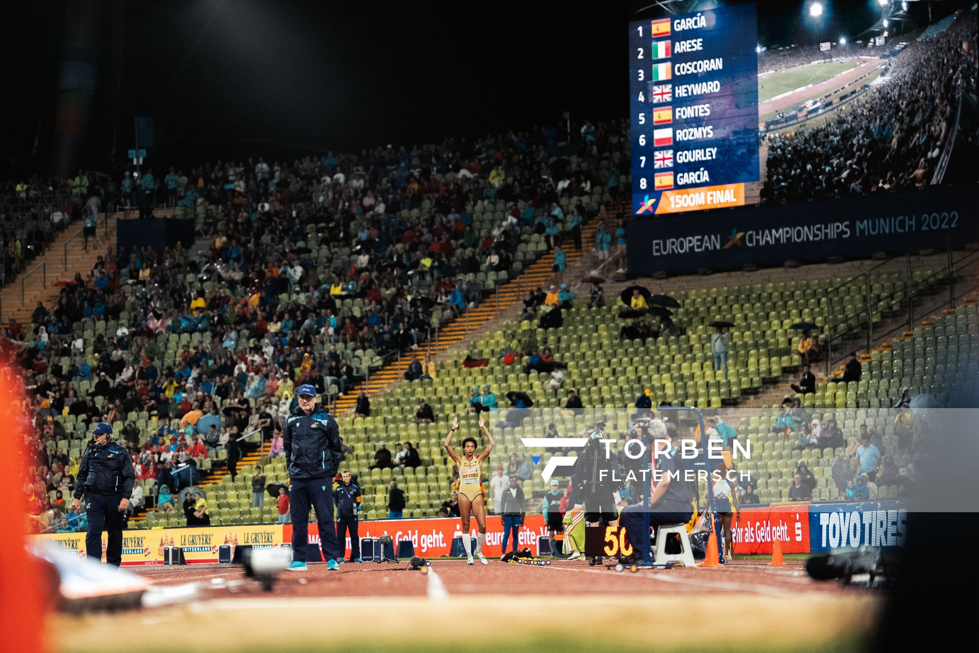 Malaika Mihambo (GER) im Weitsprung am 18.08.2022 bei den Leichtathletik-Europameisterschaften in Muenchen