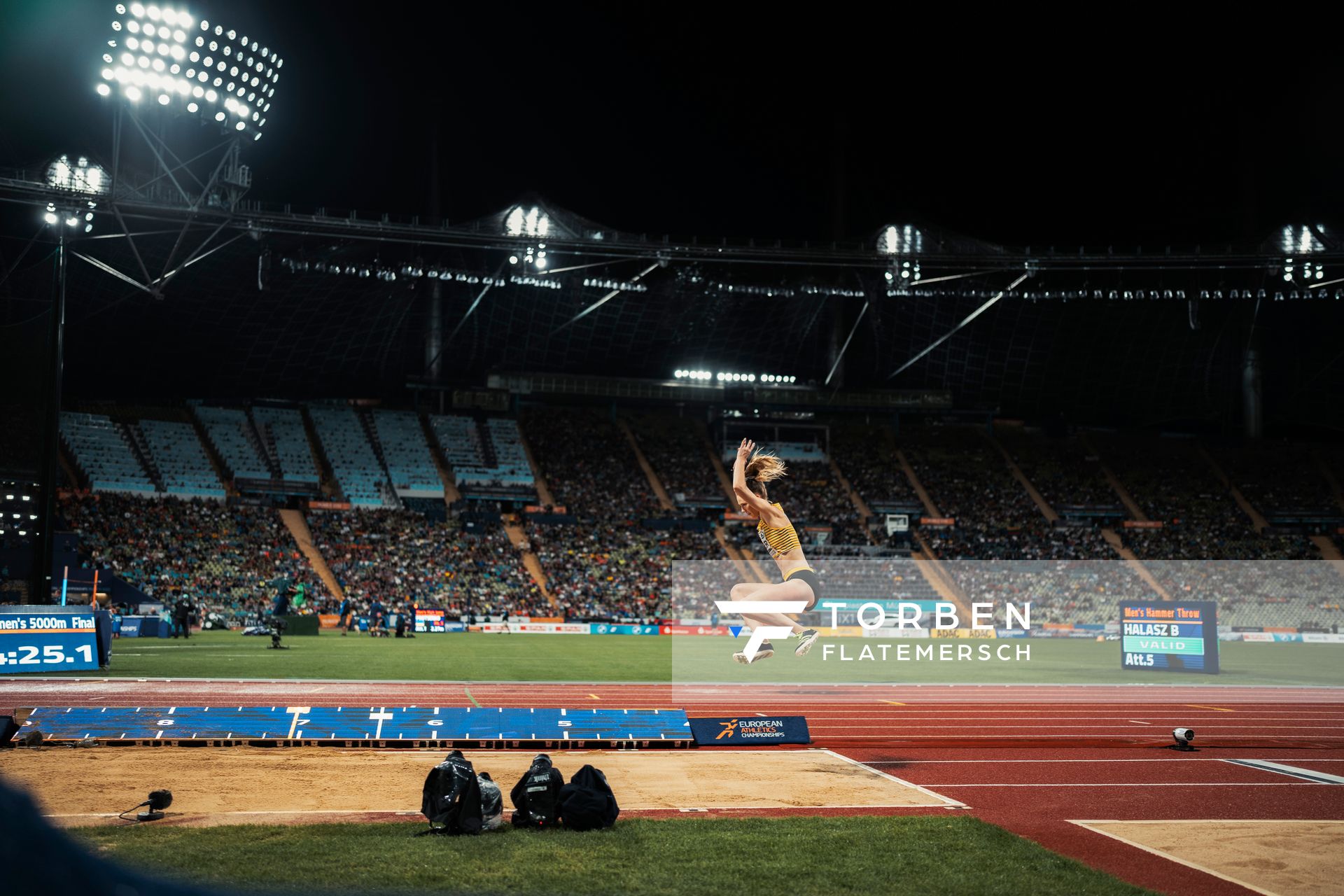 Merle Homeier (GER) beim Weitsprung am 18.08.2022 bei den Leichtathletik-Europameisterschaften in Muenchen