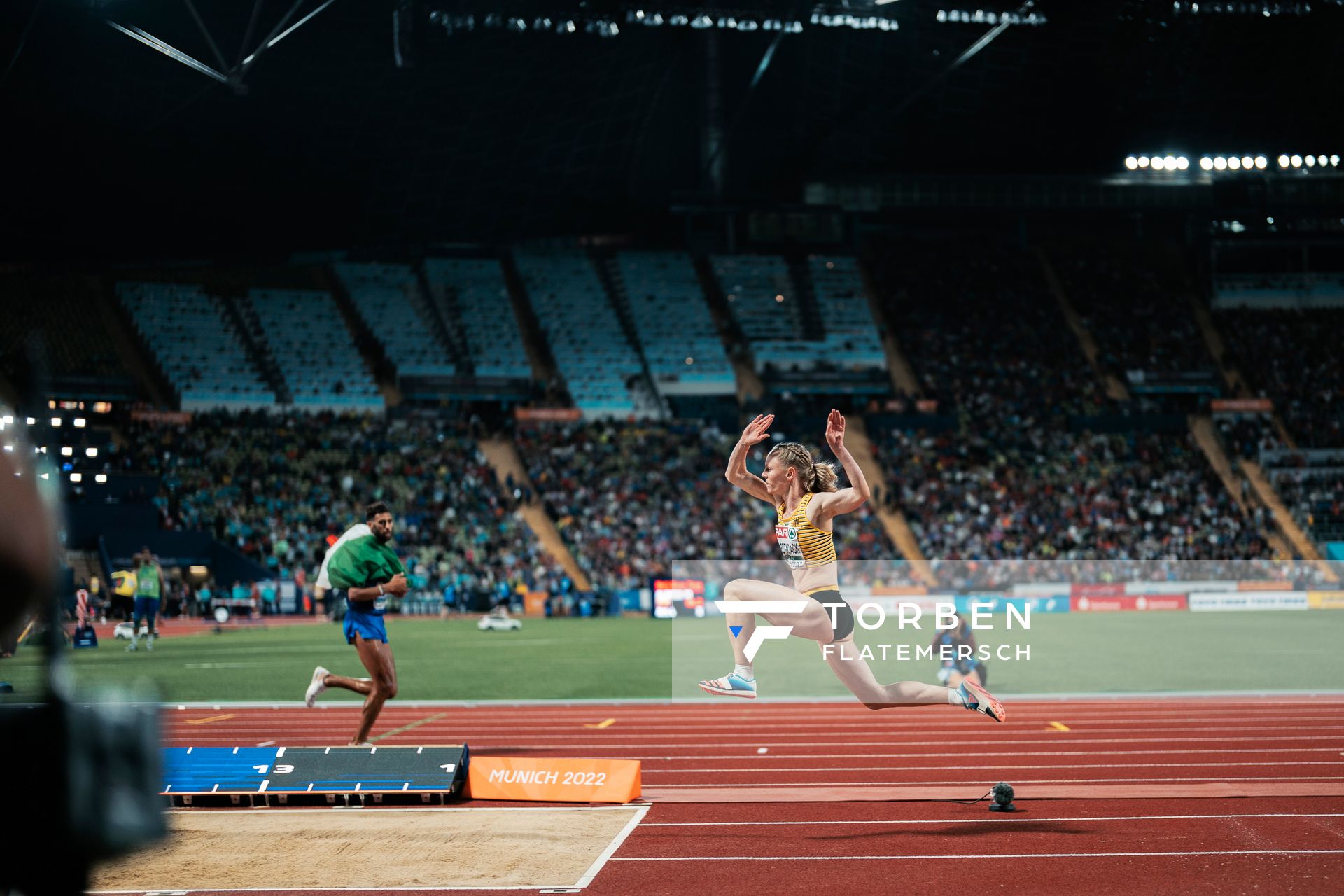 Neele Eckhardt-Noack (GER) im Dreisprung Finale am 19.08.2022 bei den Leichtathletik-Europameisterschaften in Muenchen