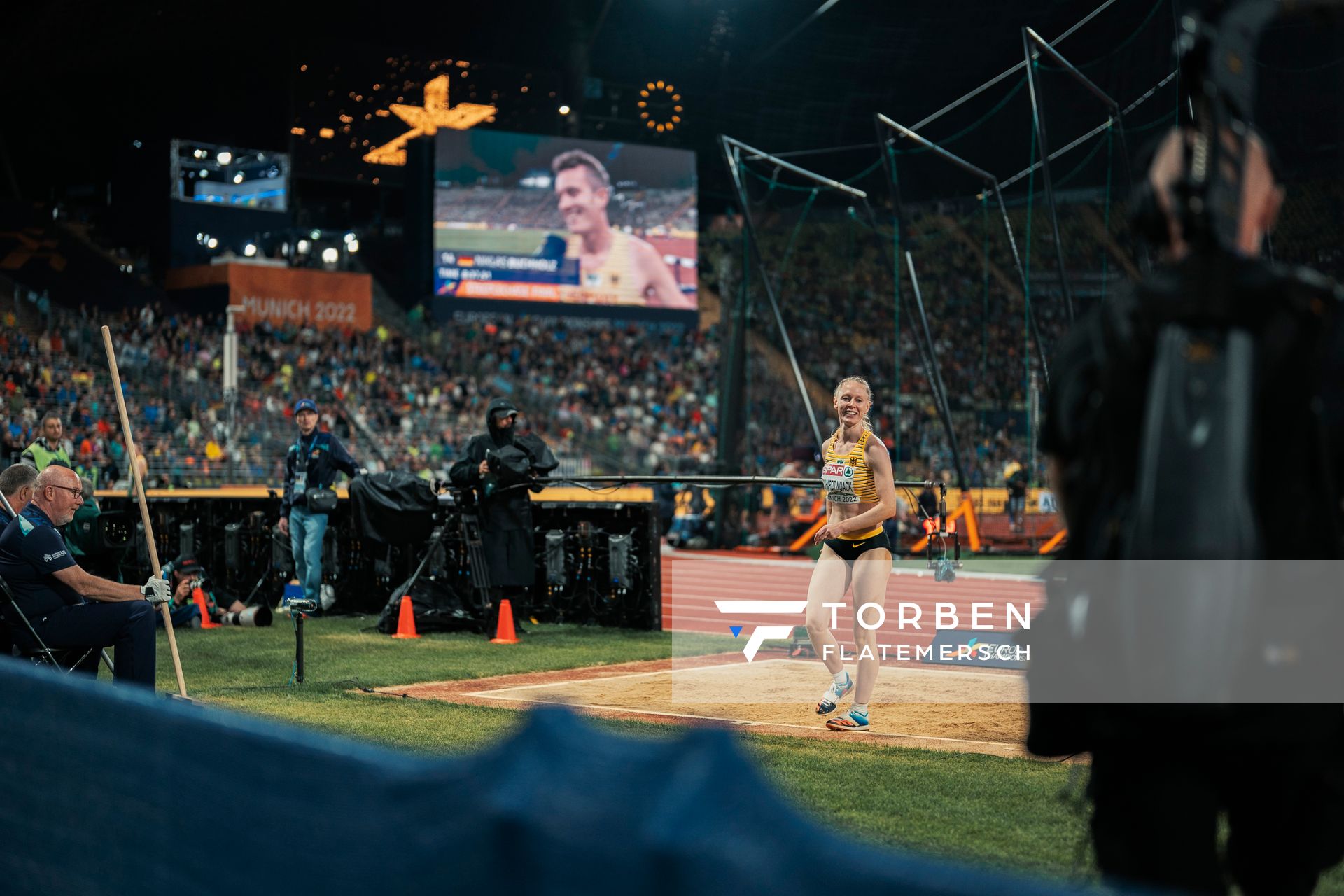 Neele Eckhardt-Noack (GER) im Dreisprung Finale am 19.08.2022 bei den Leichtathletik-Europameisterschaften in Muenchen