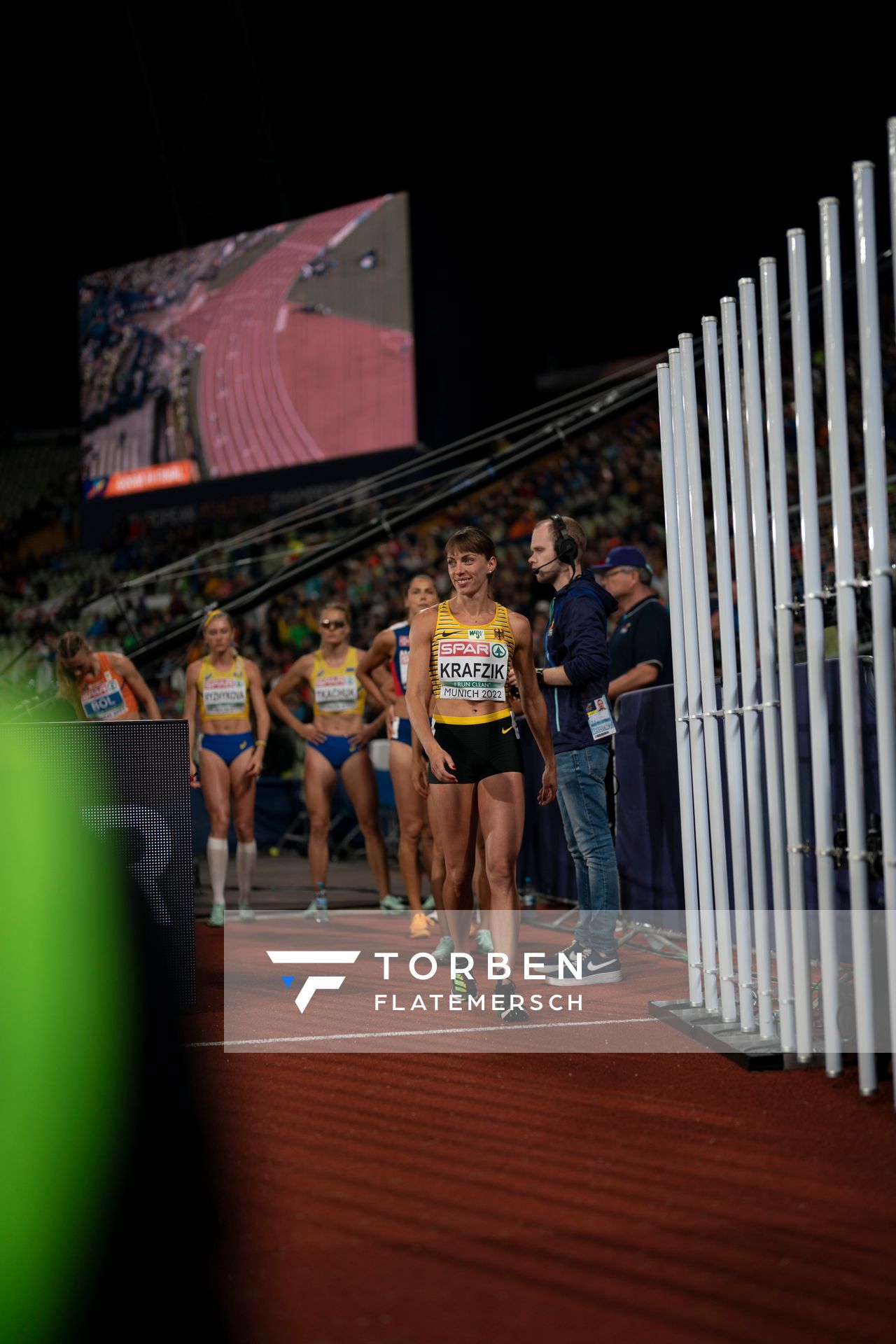 Carolina Krafzik (GER) im Dreisprung Finale am 19.08.2022 bei den Leichtathletik-Europameisterschaften in Muenchen