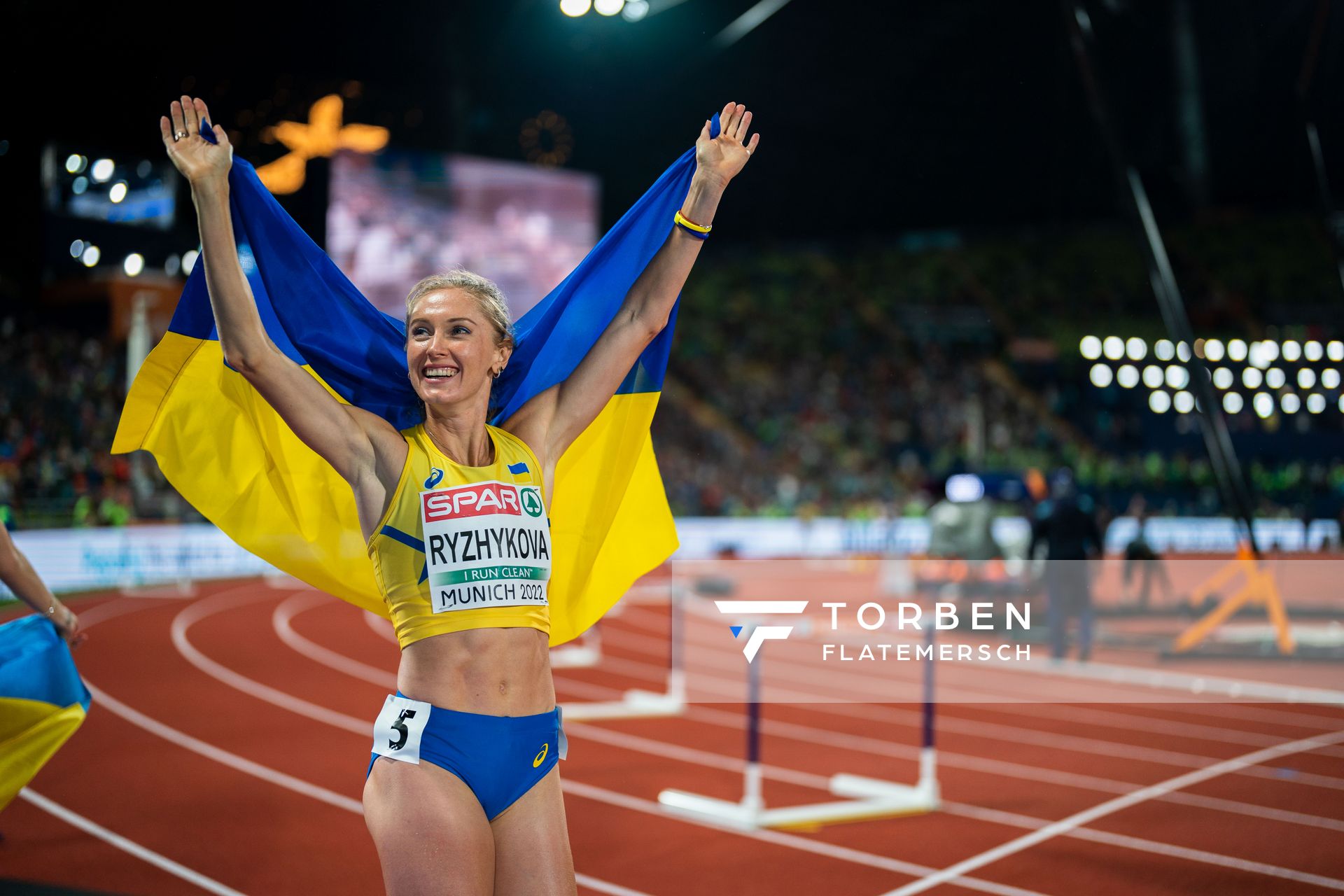 Anna Ryzhykova (UKR) am 19.08.2022 bei den Leichtathletik-Europameisterschaften in Muenchen
