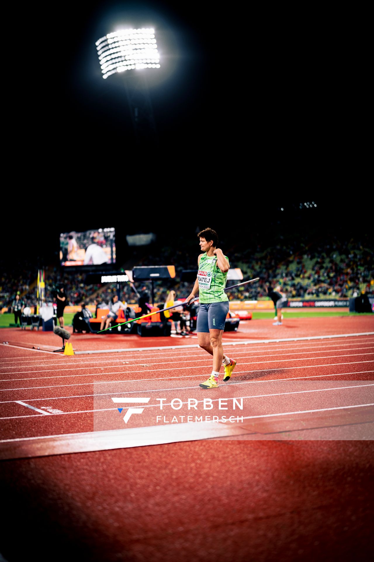Martina Ratej (SLO) beim Sperrwerfen am 20.08.2022 bei den Leichtathletik-Europameisterschaften in Muenchen