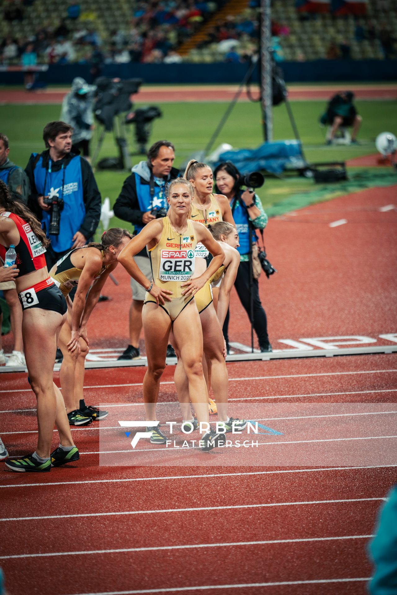 Luna Thiel (GER) mit der 4x400m Staffel im Finale am 20.08.2022 bei den Leichtathletik-Europameisterschaften in Muenchen