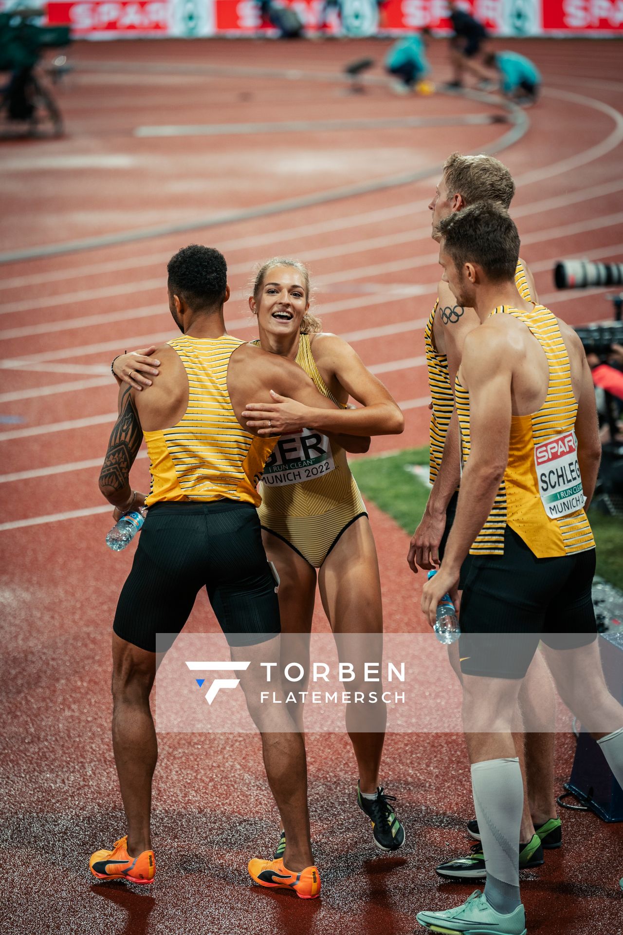 Luna Thiel (GER) mit der 4x400m Staffel im Finale am 20.08.2022 bei den Leichtathletik-Europameisterschaften in Muenchen