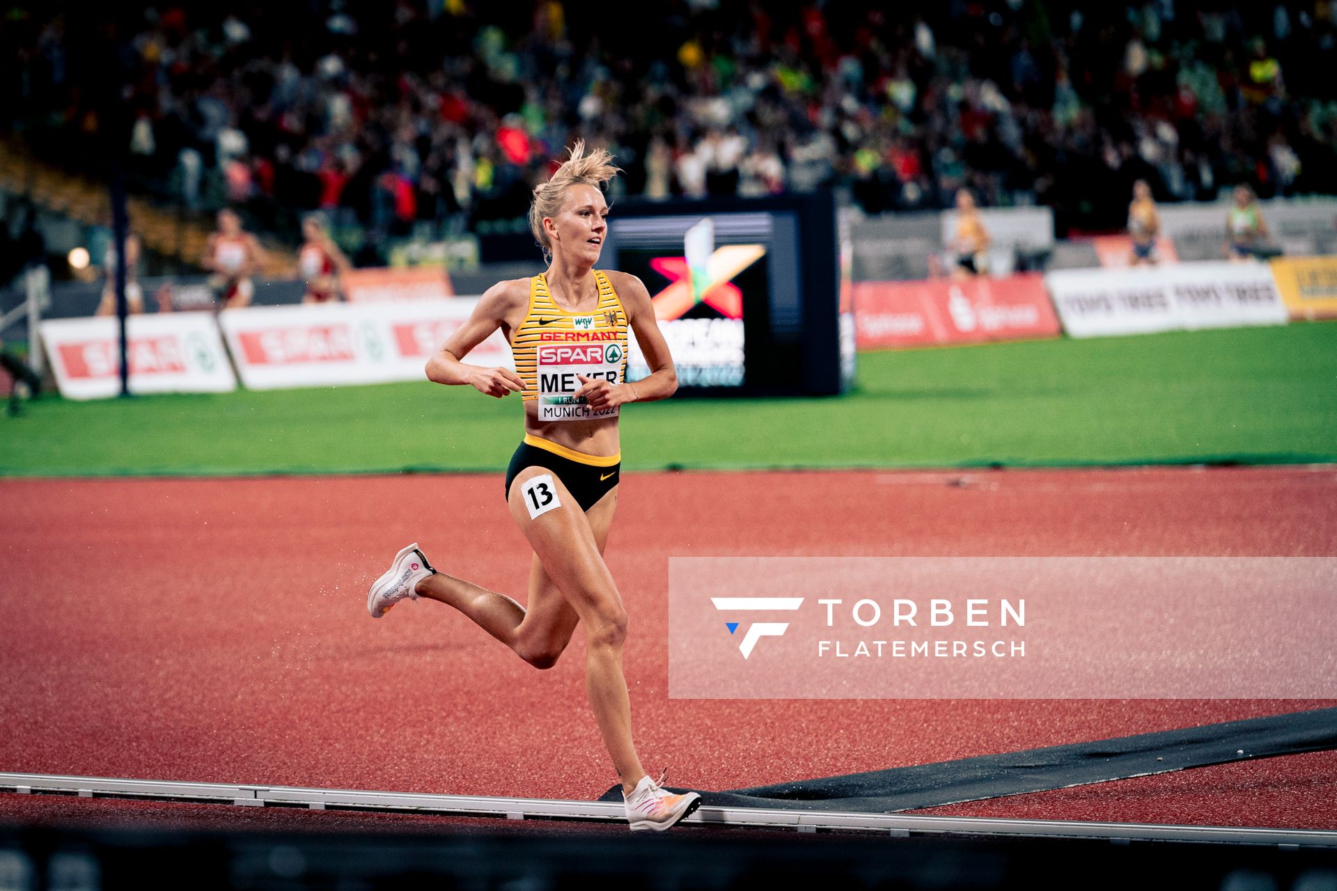 Lea Meyer (GER) im 3000m Hindernis Finale am 20.08.2022 bei den Leichtathletik-Europameisterschaften in Muenchen