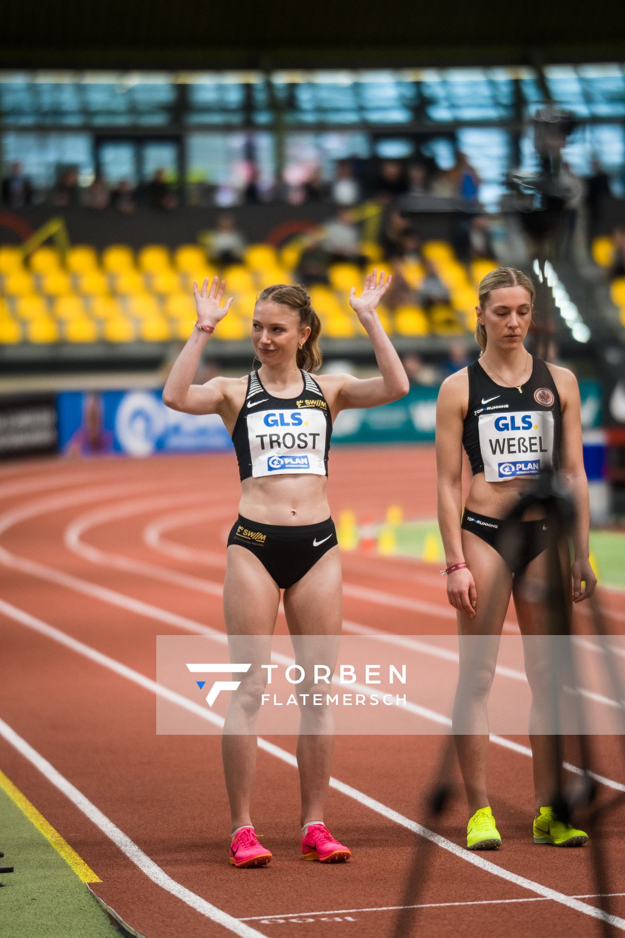 Katharina Trost (LG Stadtwerke Muenchen) bei den Deutschen Leichtathletik-Hallenmeisterschaften am 18.02.2023 in der Helmut-Koernig-Halle in Dortmund