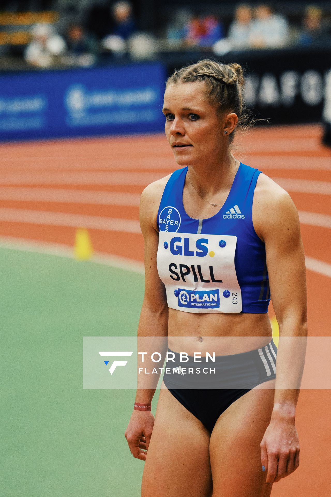 Tanja Spill (LAV Bayer Uerdingen/ Dorm.) bei den Deutschen Leichtathletik-Hallenmeisterschaften am 18.02.2023 in der Helmut-Koernig-Halle in Dortmund