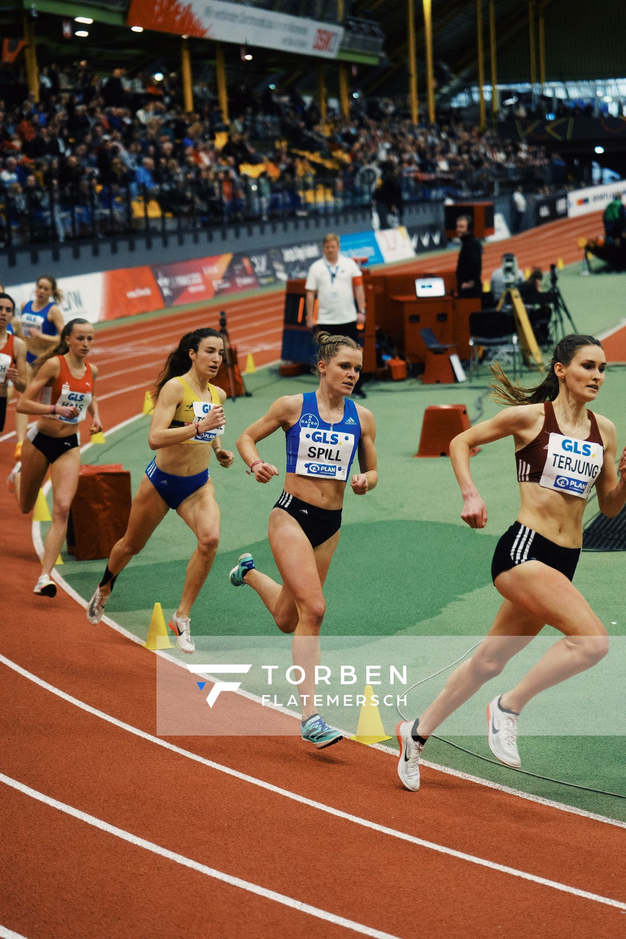 Tanja Spill (LAV Bayer Uerdingen/ Dorm.) bei den Deutschen Leichtathletik-Hallenmeisterschaften am 18.02.2023 in der Helmut-Koernig-Halle in Dortmund