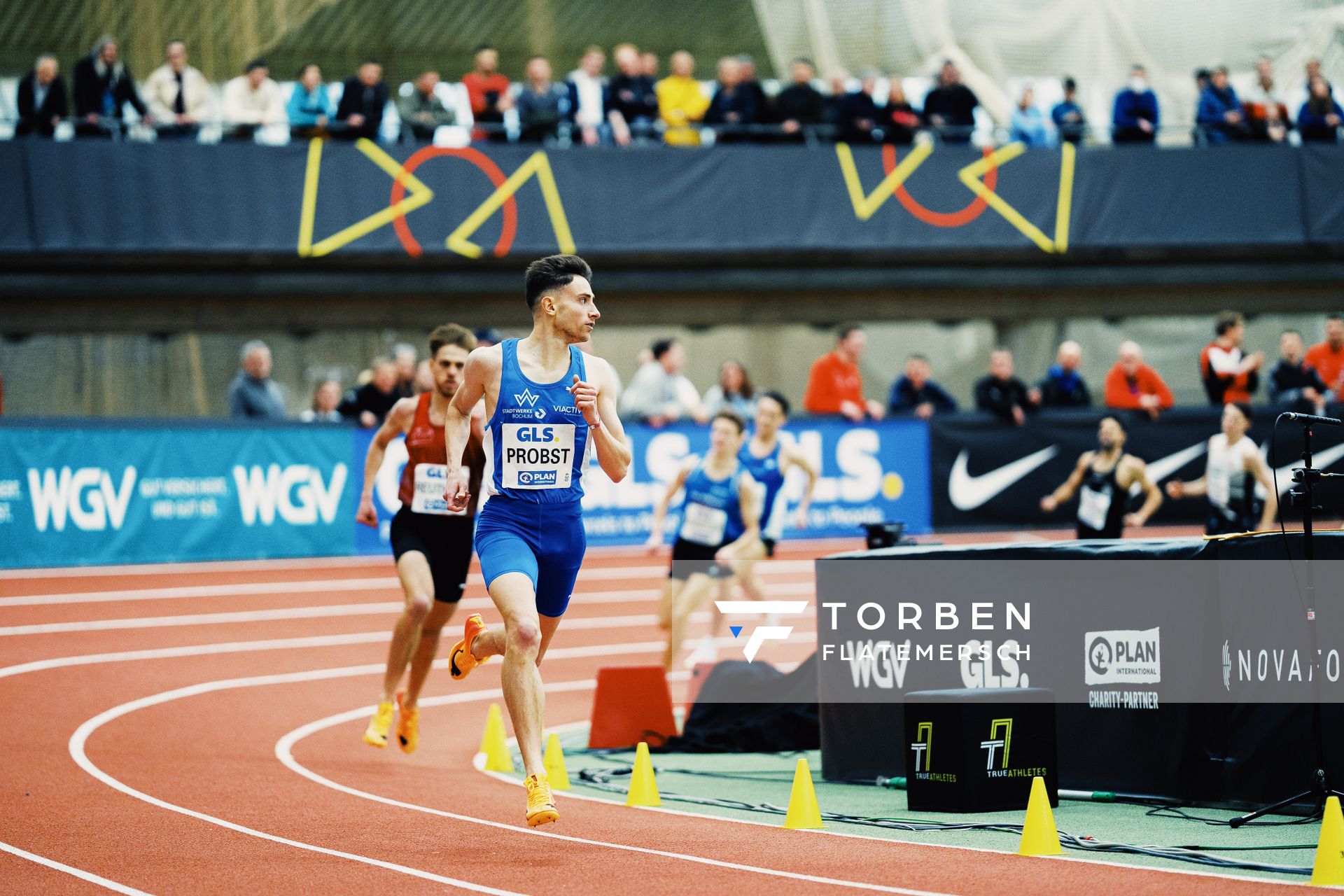 Marius Probst (TV Wattenscheid 01) bei den Deutschen Leichtathletik-Hallenmeisterschaften am 18.02.2023 in der Helmut-Koernig-Halle in Dortmund