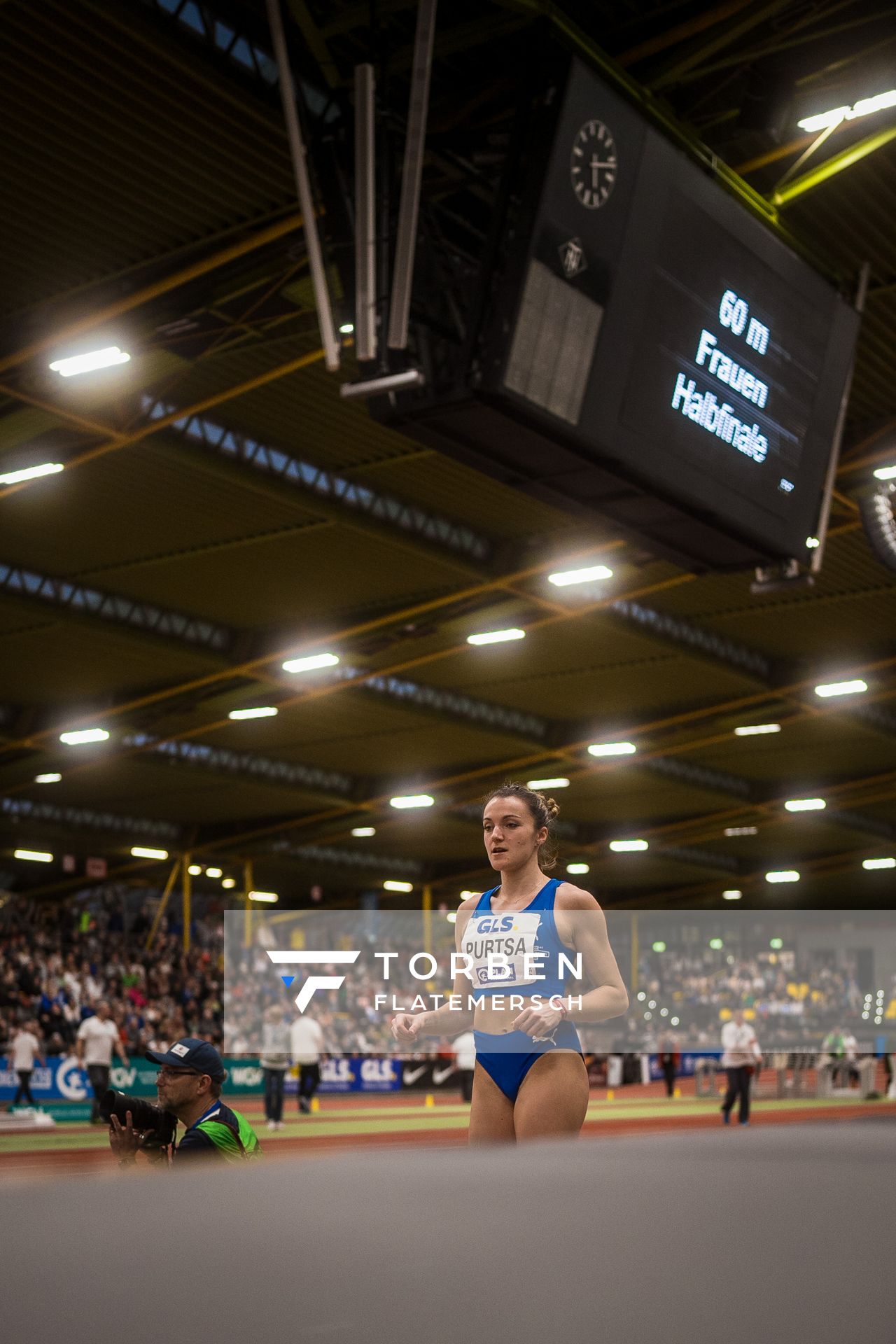 Maria Purtsa (LAC Erdgas Chemnitz) bei den Deutschen Leichtathletik-Hallenmeisterschaften am 18.02.2023 in der Helmut-Koernig-Halle in Dortmund