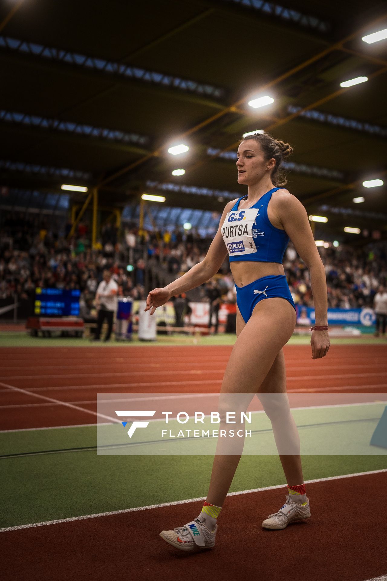 Maria Purtsa (LAC Erdgas Chemnitz) bei den Deutschen Leichtathletik-Hallenmeisterschaften am 18.02.2023 in der Helmut-Koernig-Halle in Dortmund