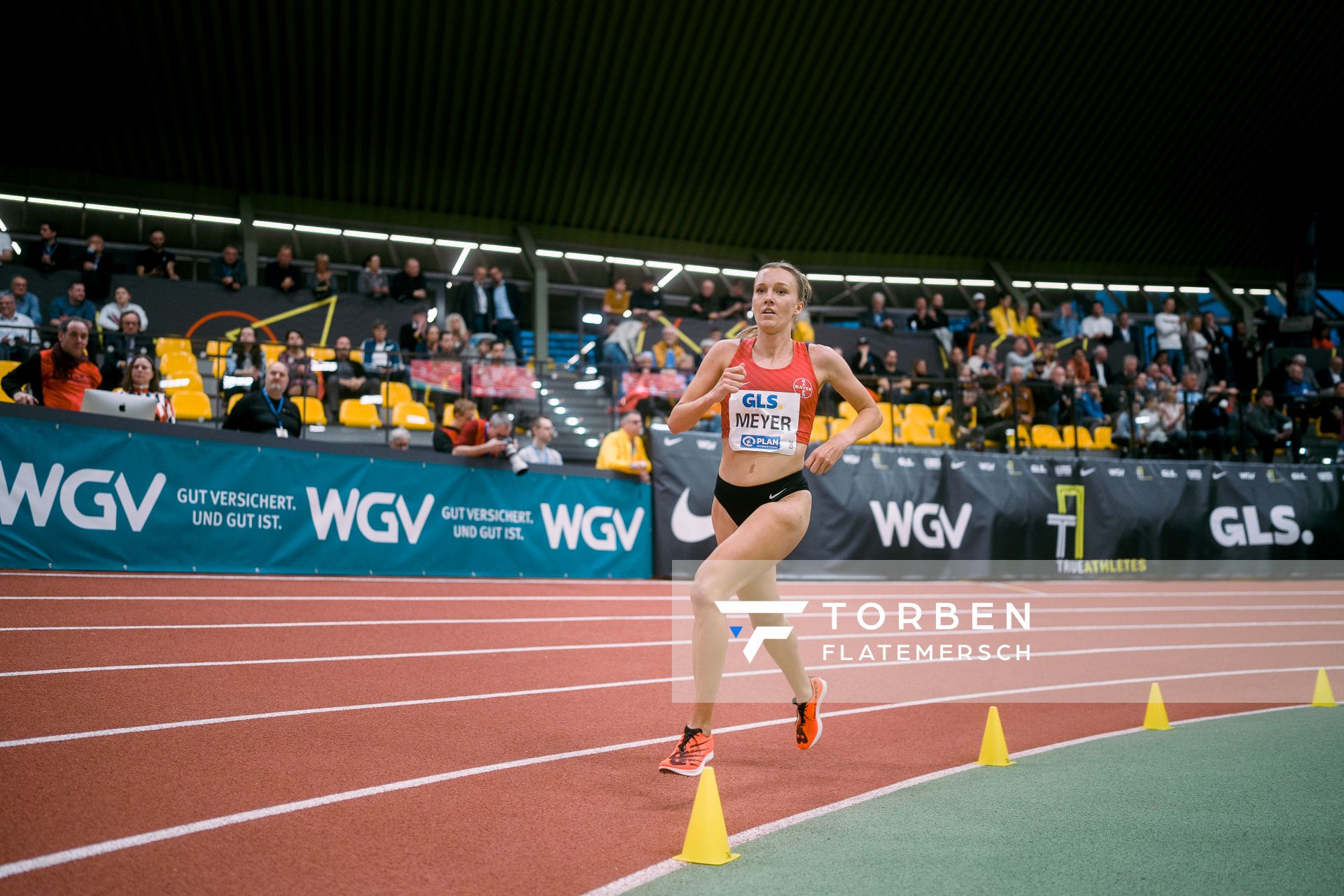 Lea Meyer (TSV Bayer 04 Leverkusen) bei den Deutschen Leichtathletik-Hallenmeisterschaften am 18.02.2023 in der Helmut-Koernig-Halle in Dortmund