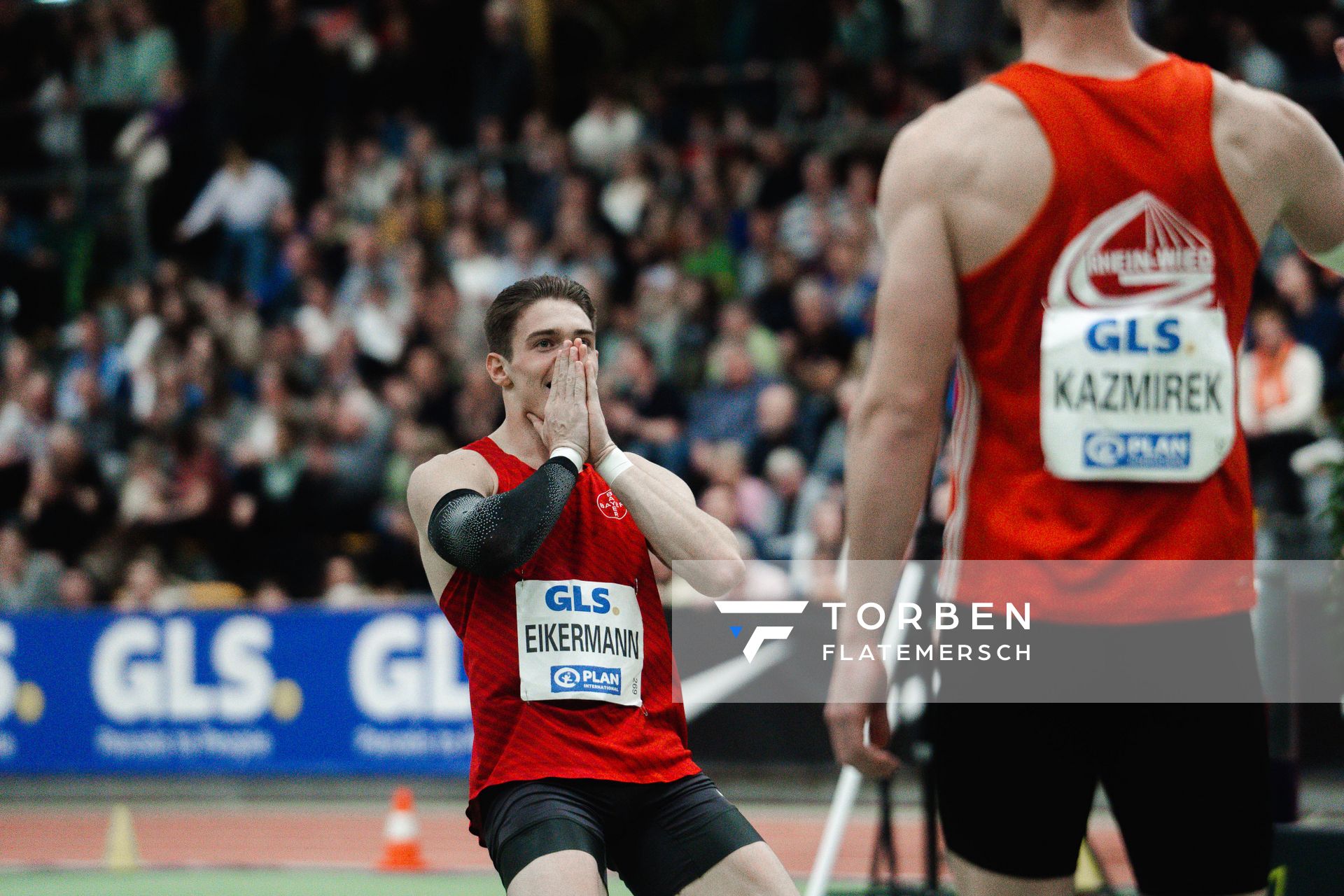 Tim Eikermann (TSV Bayer 04 Leverkusen) bei den Deutschen Leichtathletik-Hallenmeisterschaften am 18.02.2023 in der Helmut-Koernig-Halle in Dortmund