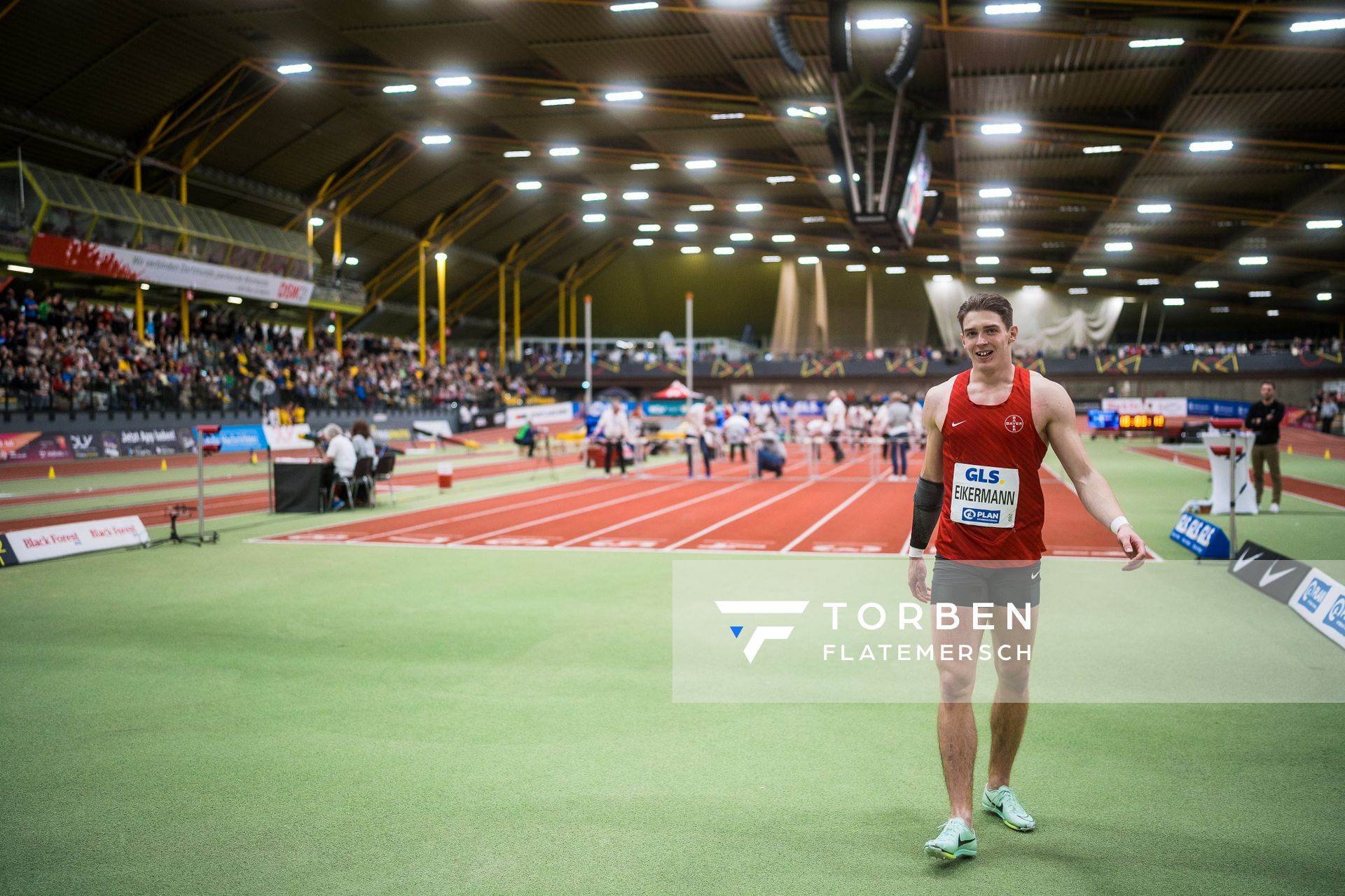 Tim Eikermann (TSV Bayer 04 Leverkusen) bei den Deutschen Leichtathletik-Hallenmeisterschaften am 18.02.2023 in der Helmut-Koernig-Halle in Dortmund