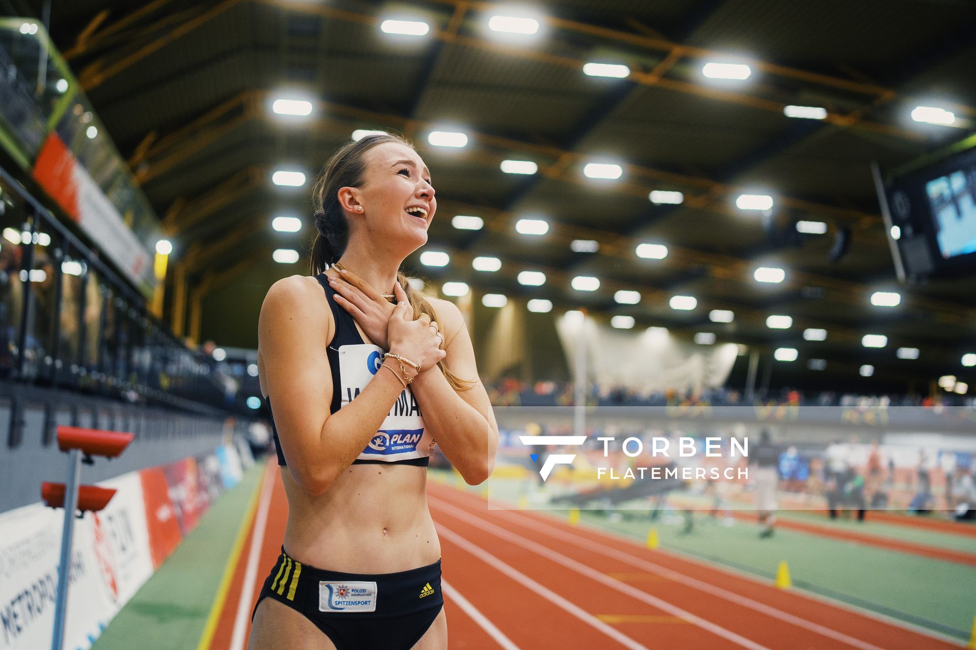 Kira Wittmann (LG Goettingen) bei den Deutschen Leichtathletik-Hallenmeisterschaften am 18.02.2023 in der Helmut-Koernig-Halle in Dortmund