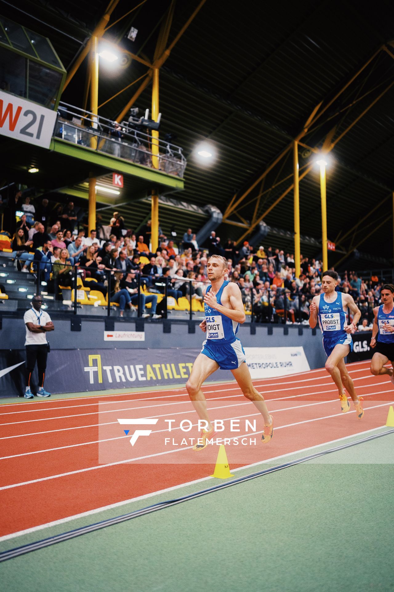 Nils Voigt (TV Wattenscheid 01), Marius Probst (TV Wattenscheid 01) bei den Deutschen Leichtathletik-Hallenmeisterschaften am 18.02.2023 in der Helmut-Koernig-Halle in Dortmund