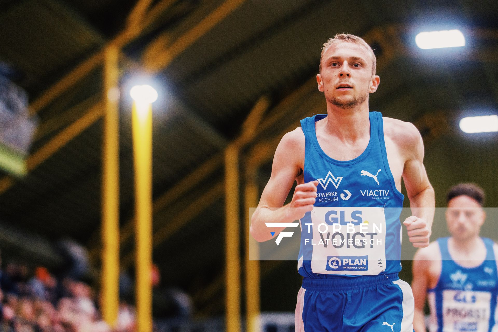 Nils Voigt (TV Wattenscheid 01) bei den Deutschen Leichtathletik-Hallenmeisterschaften am 18.02.2023 in der Helmut-Koernig-Halle in Dortmund