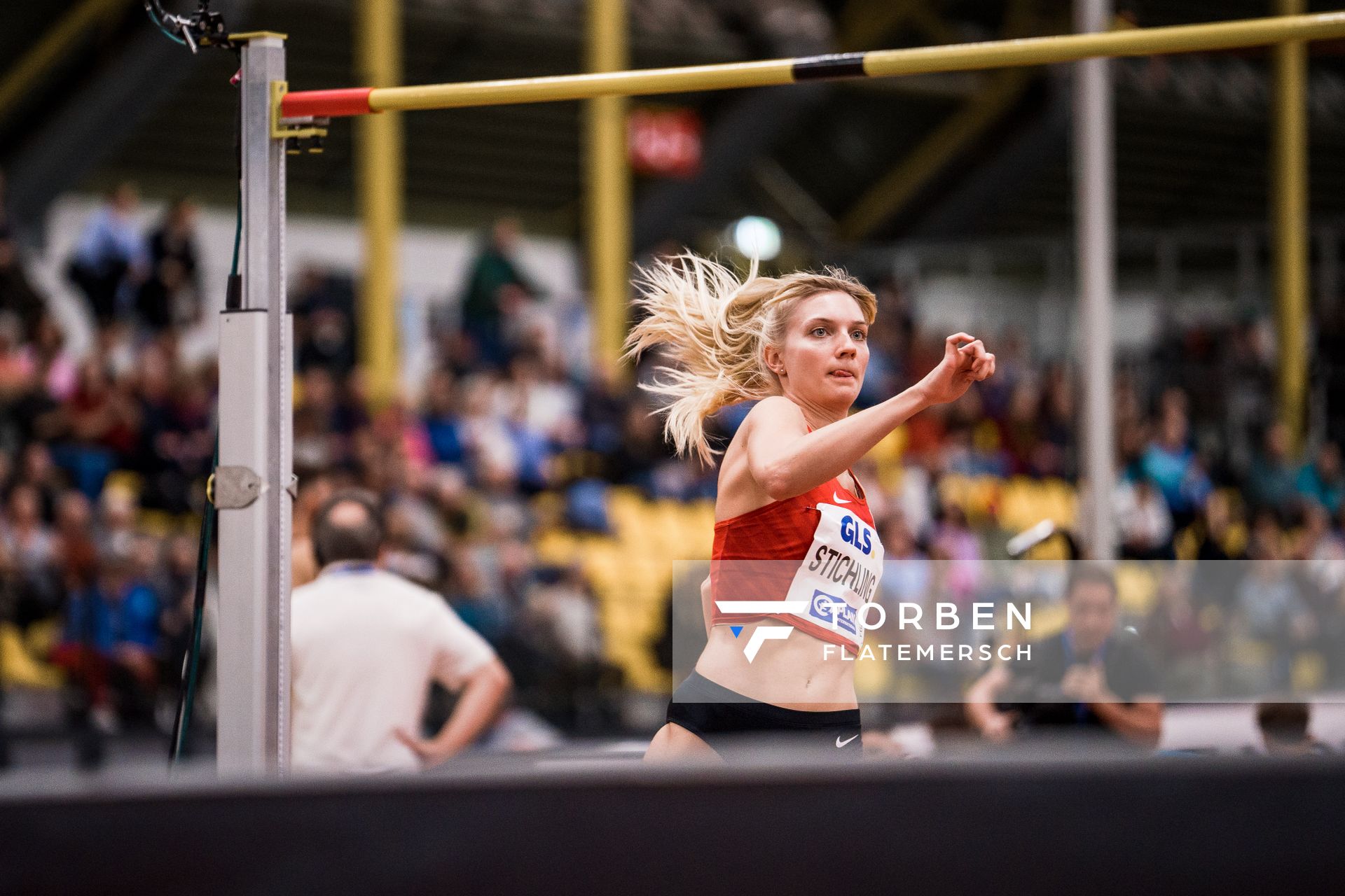 Bianca Stichling (TSV Bayer 04 Leverkusen) bei den Deutschen Leichtathletik-Hallenmeisterschaften am 19.02.2023 in der Helmut-Koernig-Halle in Dortmund