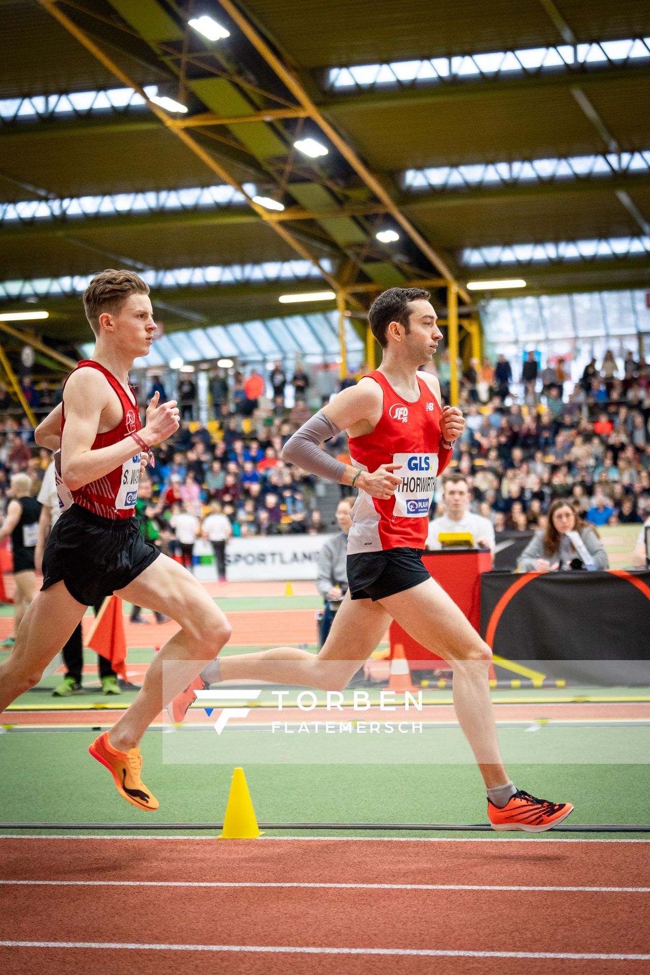 Maximilian Thorwirth (SFD 75 Duesseldorf-Sued) bei den Deutschen Leichtathletik-Hallenmeisterschaften am 19.02.2023 in der Helmut-Koernig-Halle in Dortmund